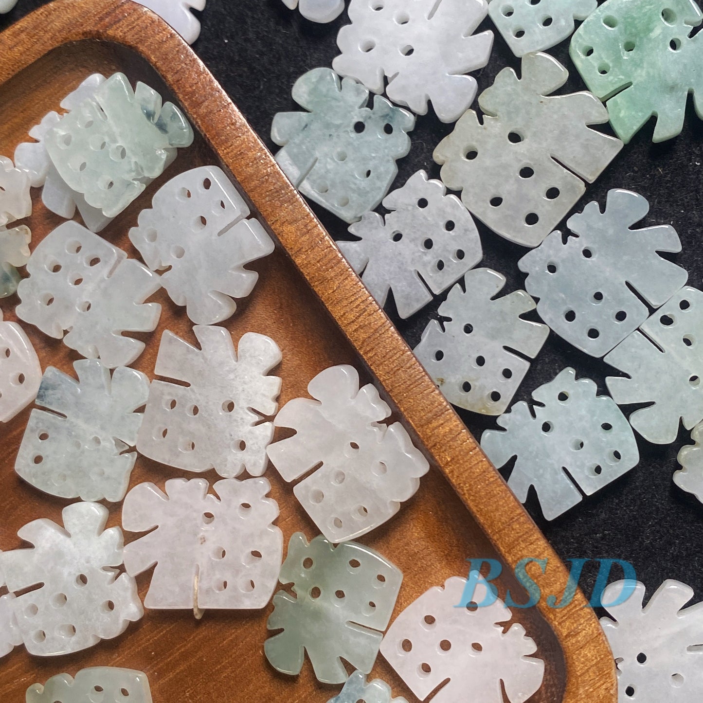 Fu-Form Grade A Jade Burma Jadeit Perlen Perle Muschelperle Typ A Jade Ice Myanmar Jadeit Conch Anhänger DIY Halskette Ohrringe 双喜临门