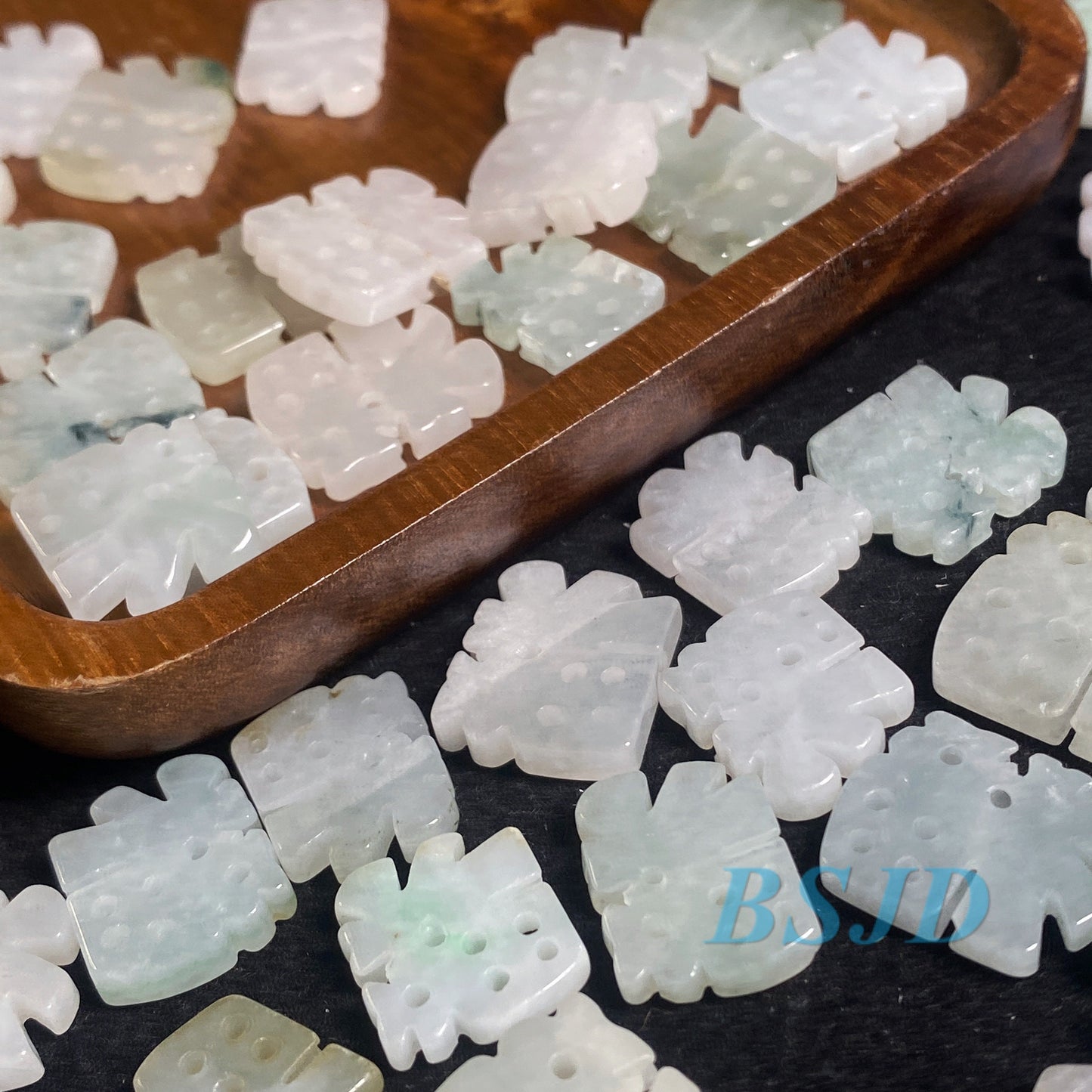 Fu-Form Grade A Jade Burma Jadeit Perlen Perle Muschelperle Typ A Jade Ice Myanmar Jadeit Conch Anhänger DIY Halskette Ohrringe 双喜临门