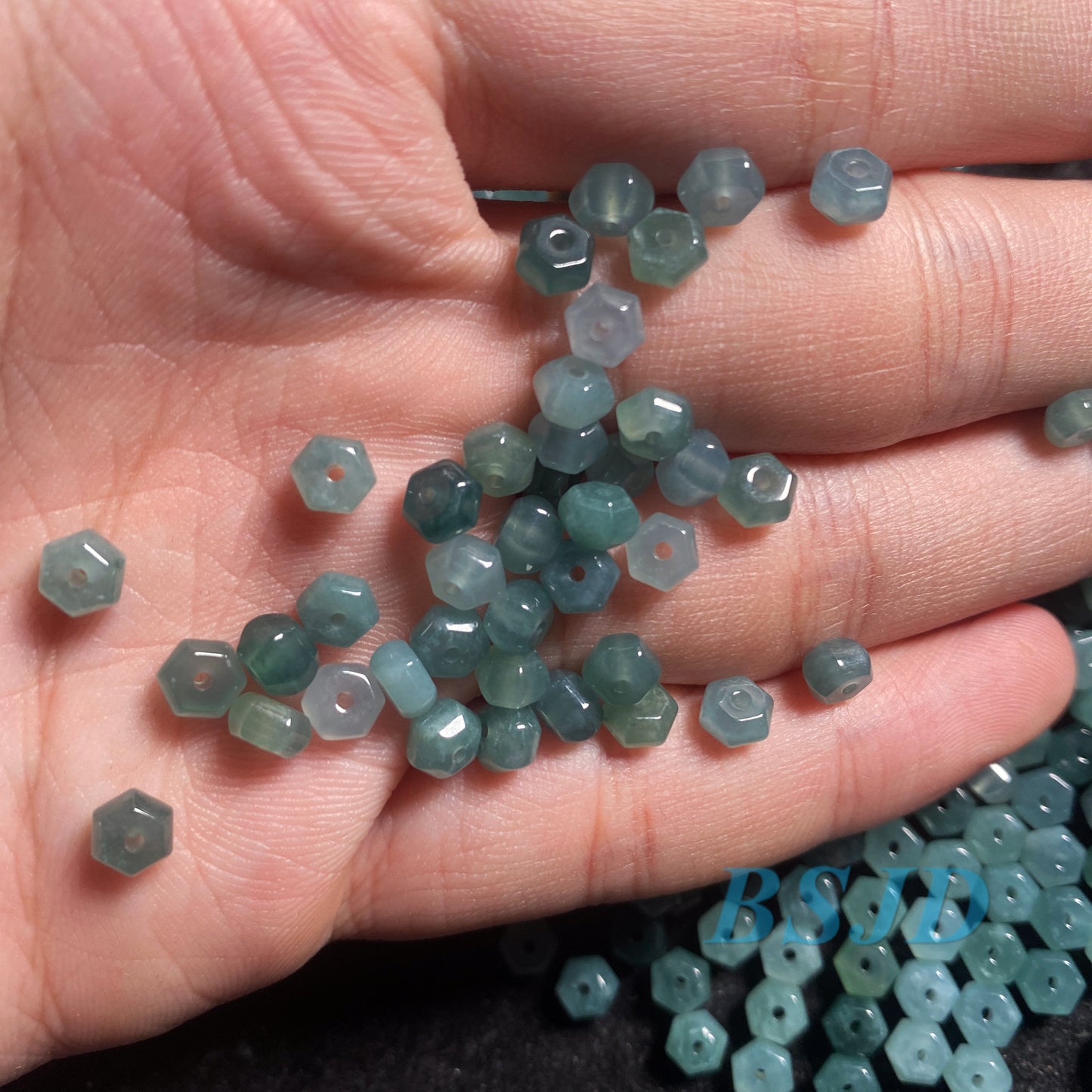 Natürliche Grade A Jade Sechseck Form Perlen Blau Jade Eisgrün Jadeit Rohr DIY Perlen Ohrringe Tropfen Schmuck Geschenk