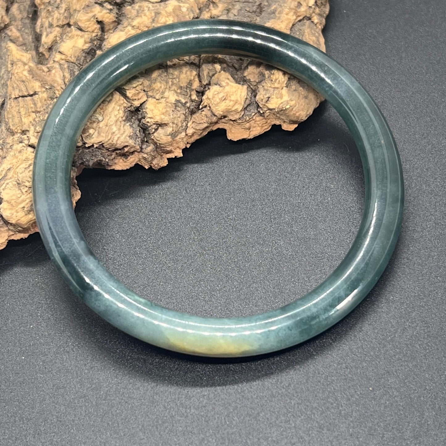 55mm Natural Guatemalan jadeite Translucent Blue Grade A jade Round band bangle Guatemala jade ring Female Jewelry jade gift