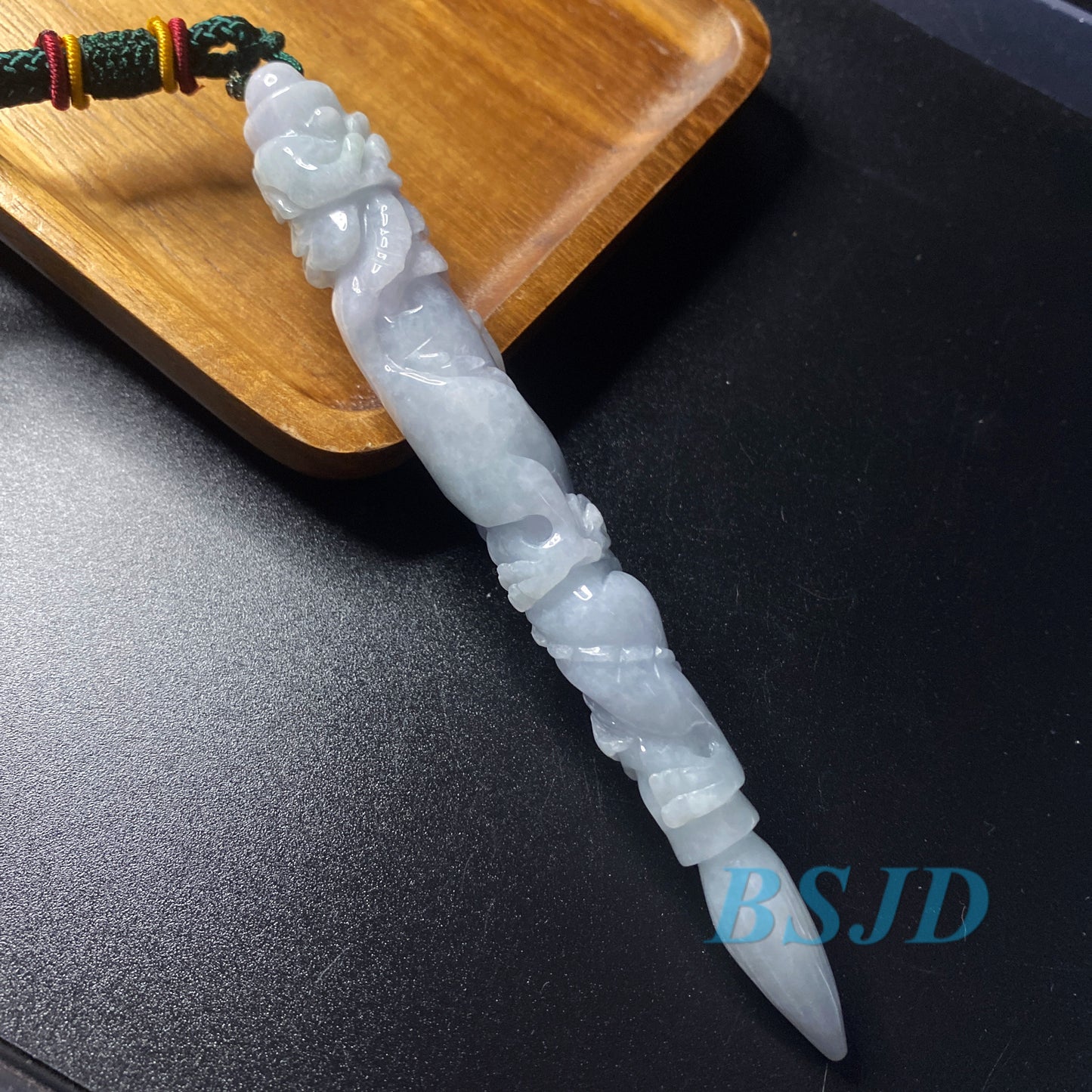 Dragon Pen Natural Grade A Jade Burma Jadeite man Kylin pendant necklace BEADS Anhänger Gemstone Green jadeit 翡翠 龙笔