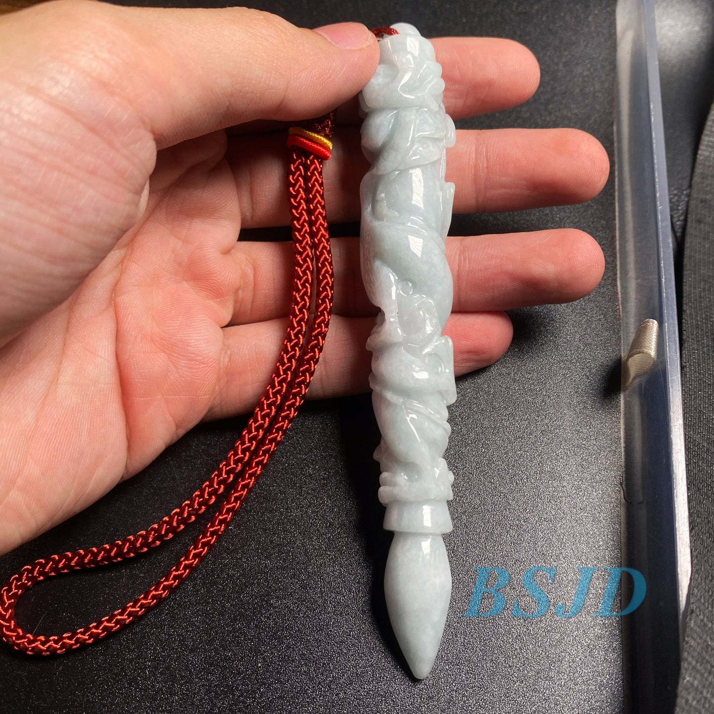 Dragon Pen Natural Grade A Jade Burma Jadeite man Kylin pendant necklace BEADS Anhänger Gemstone Green jadeit 翡翠 龙笔