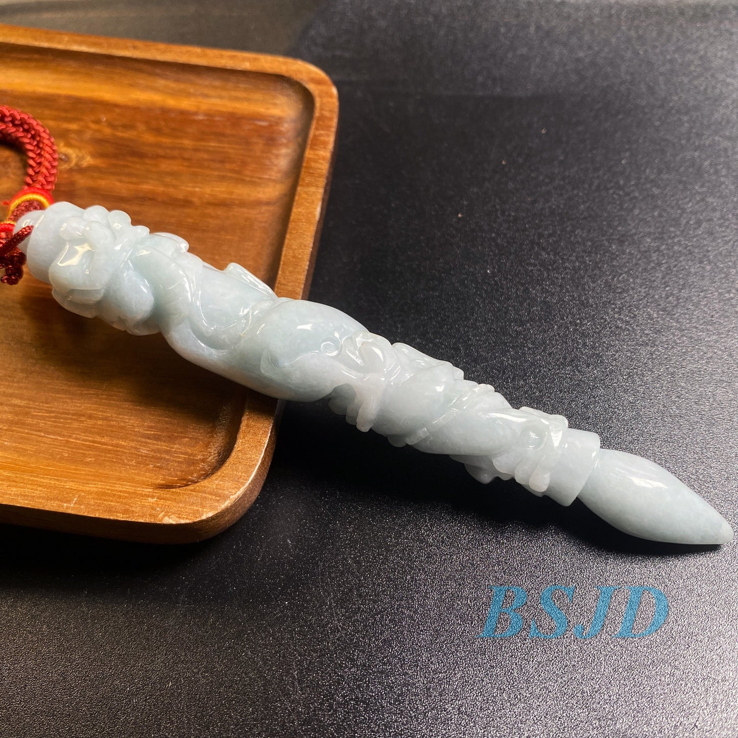 Dragon Pen Natural Grade A Jade Burma Jadeite man Kylin pendant necklace BEADS Anhänger Gemstone Green jadeit 翡翠 龙笔