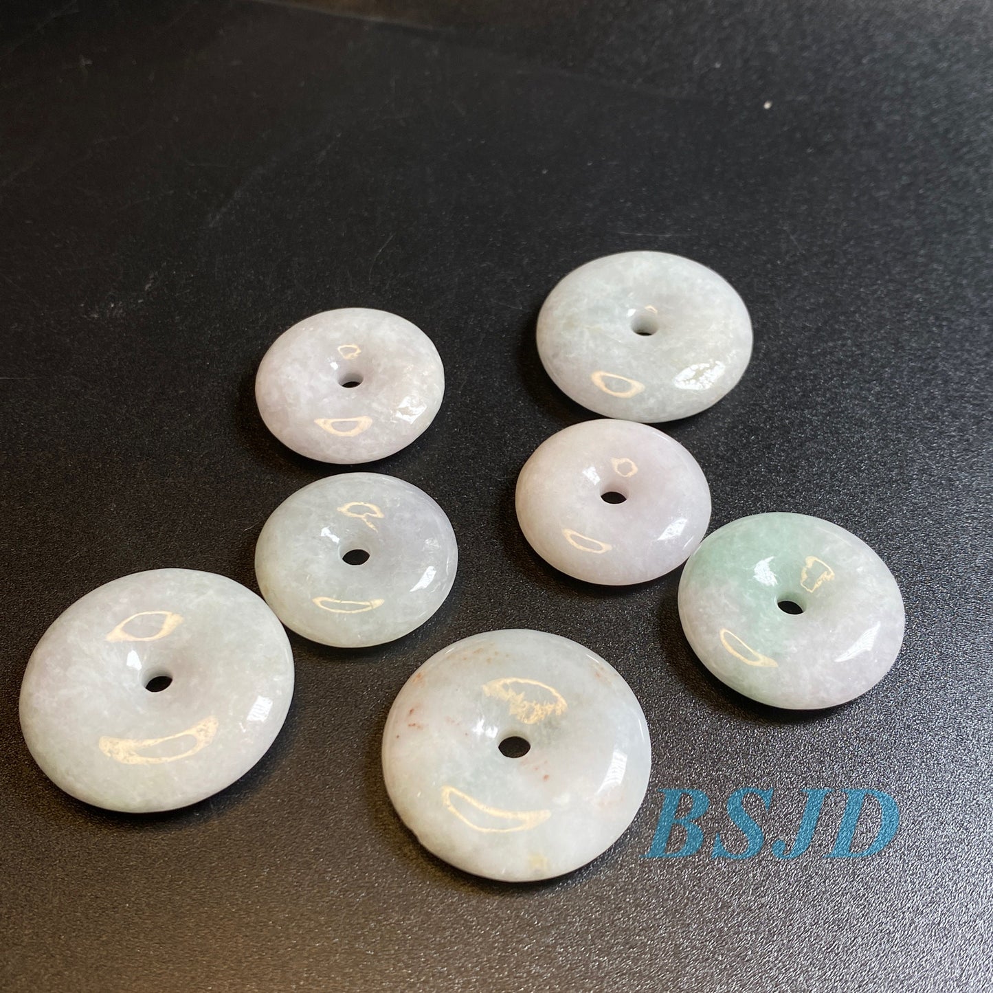 10 Stück Grade A Jade Lucky Disc Donut Anhänger natürliche grüne Jade ICE Burma Jadeit flache Rundheit Perlen Donut Ohrringe Tropfen Geschenk Anhänger