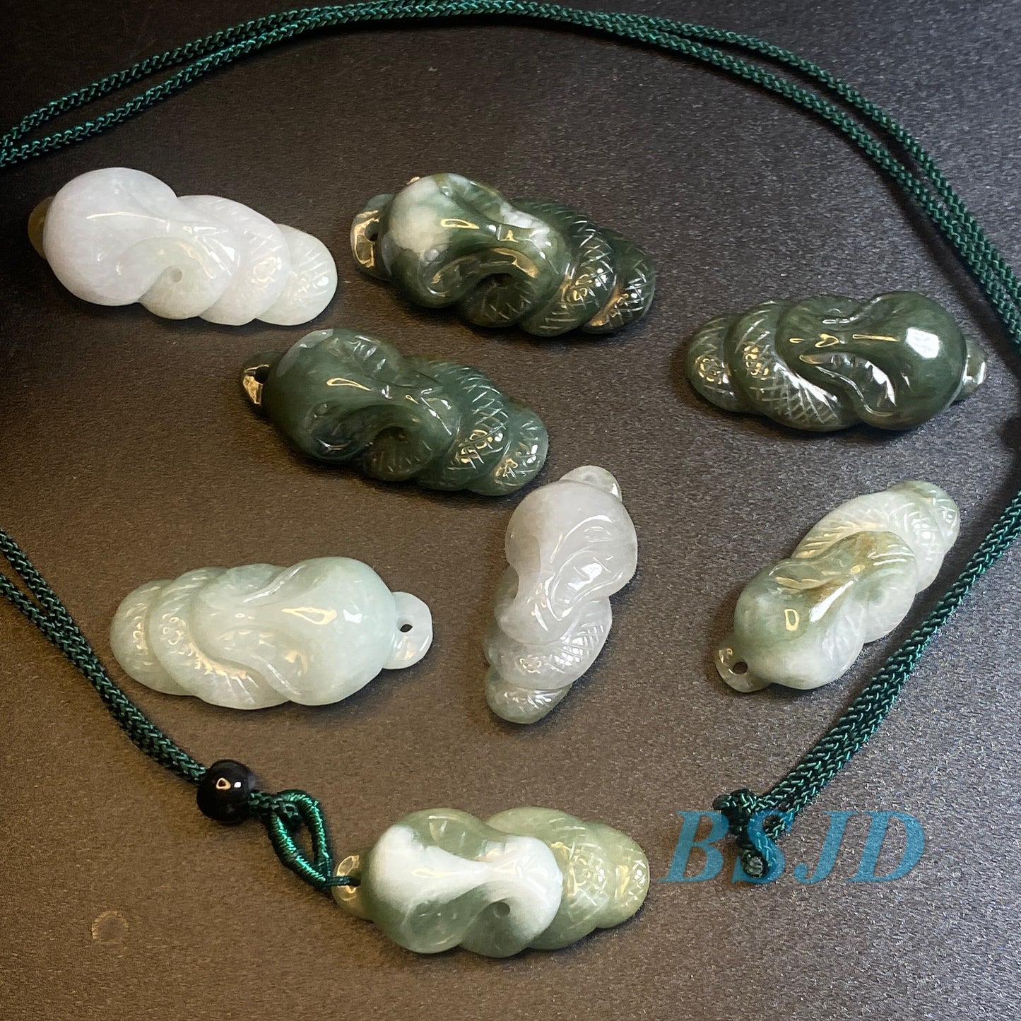 Handmade Mamba Snake jadeite pendant Grade A jadeite Natural Burma Jade ICE Jadeite Kid birthday gift hang Type A jade jewelry stone gift