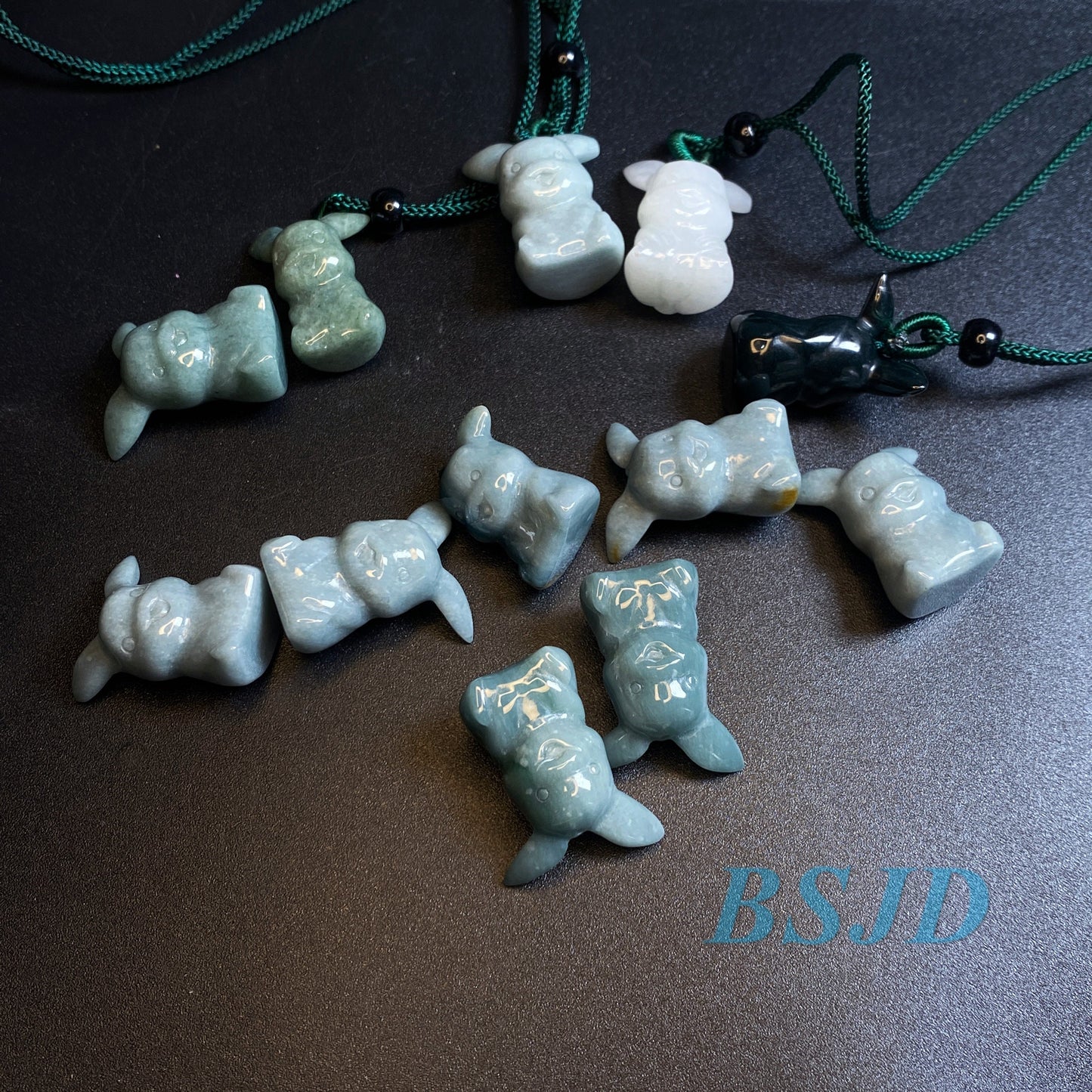 4Colors Natural Black Green Jadeite 3D Cute Pikachu Guatemalan jadeite Burma jadeite cartoon earrings Grade A jade DIY pendant kid jade gift