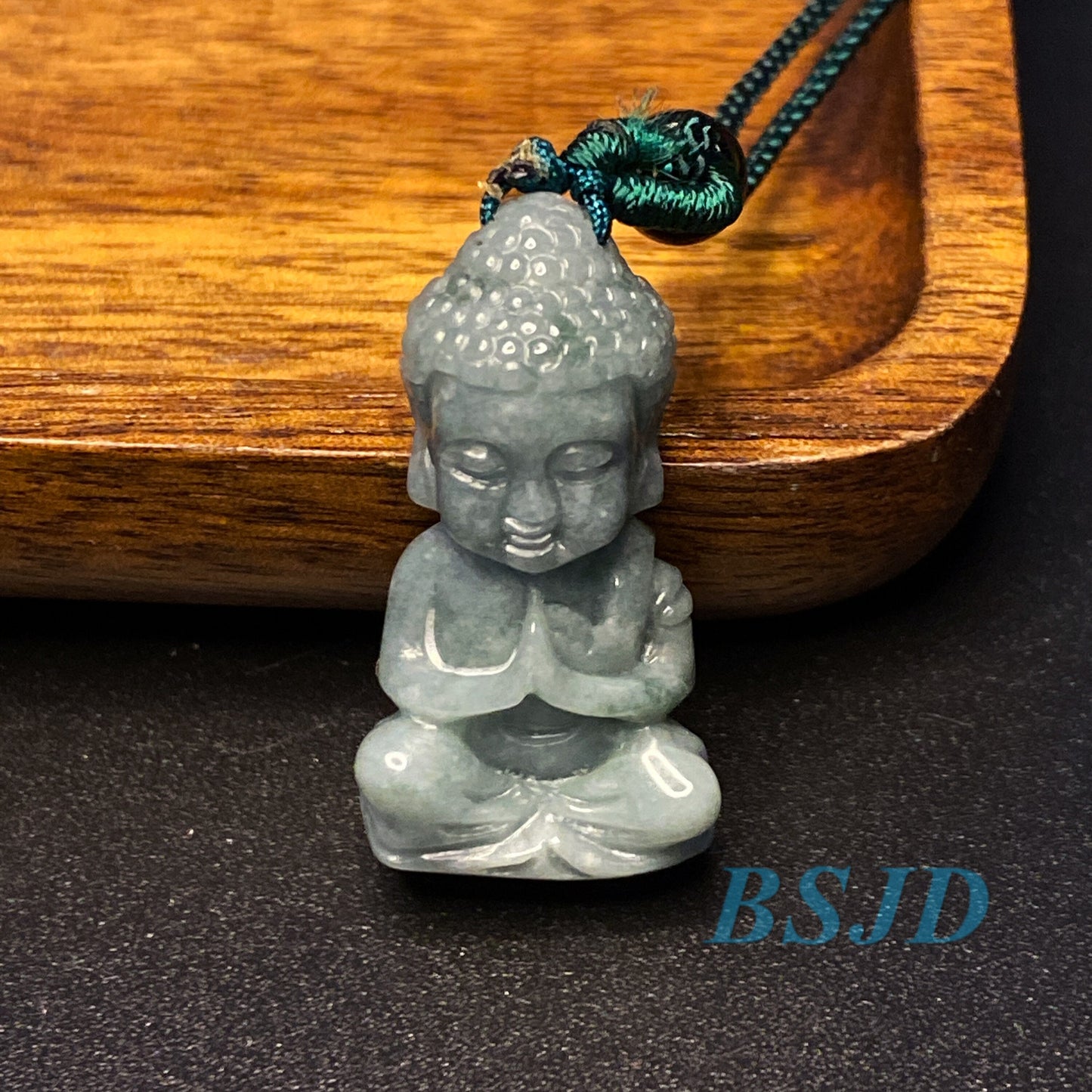Natürliche blaue Jade der Güteklasse A Jadeit 3D Baby Buddha Ohrringe Perle Guatemala Jade Anhänger Halskette Jade Geschenk