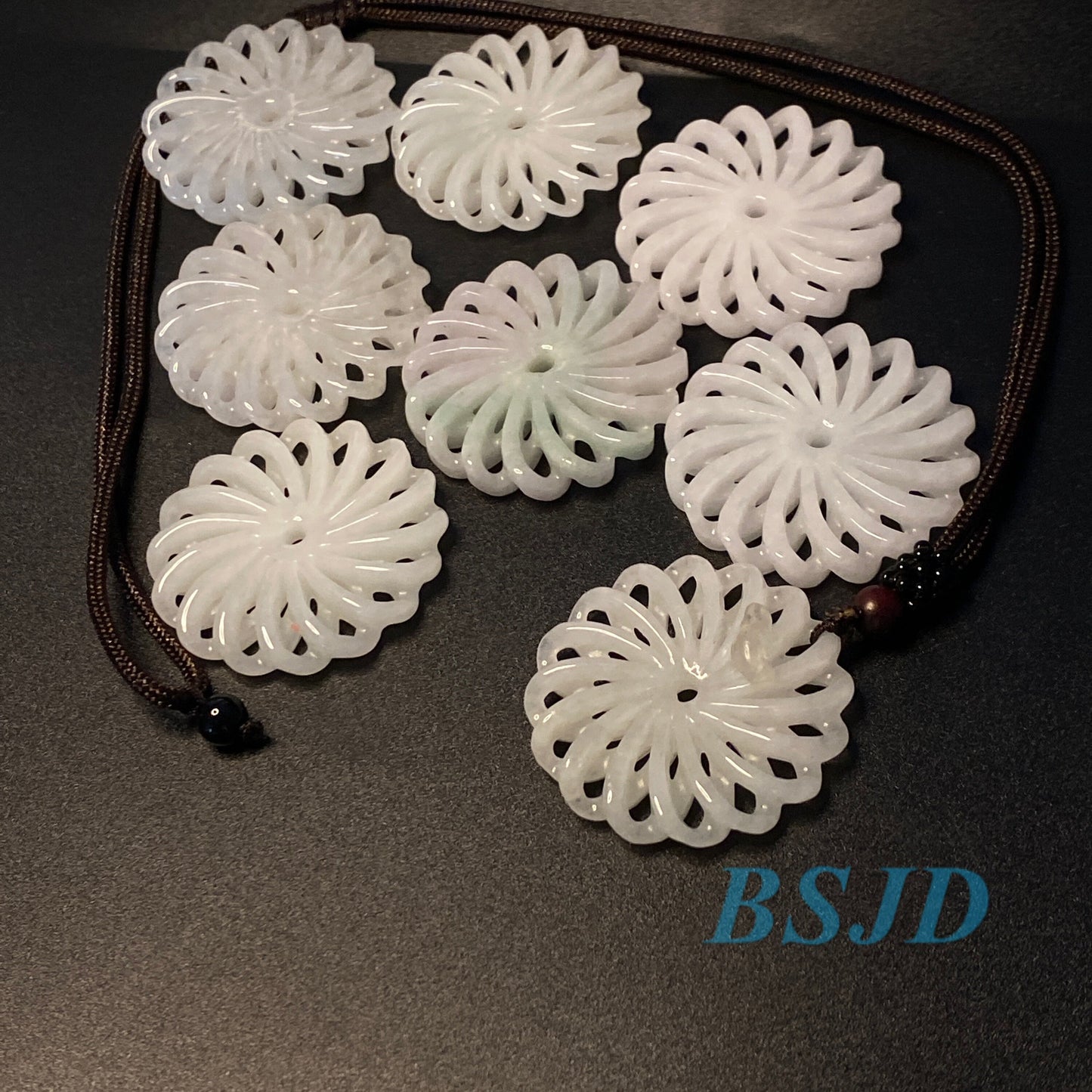 Hallow Flower pendant Natural Grade A jade Green Jade ICE Jadeite Chinese Carved ,Myanmar