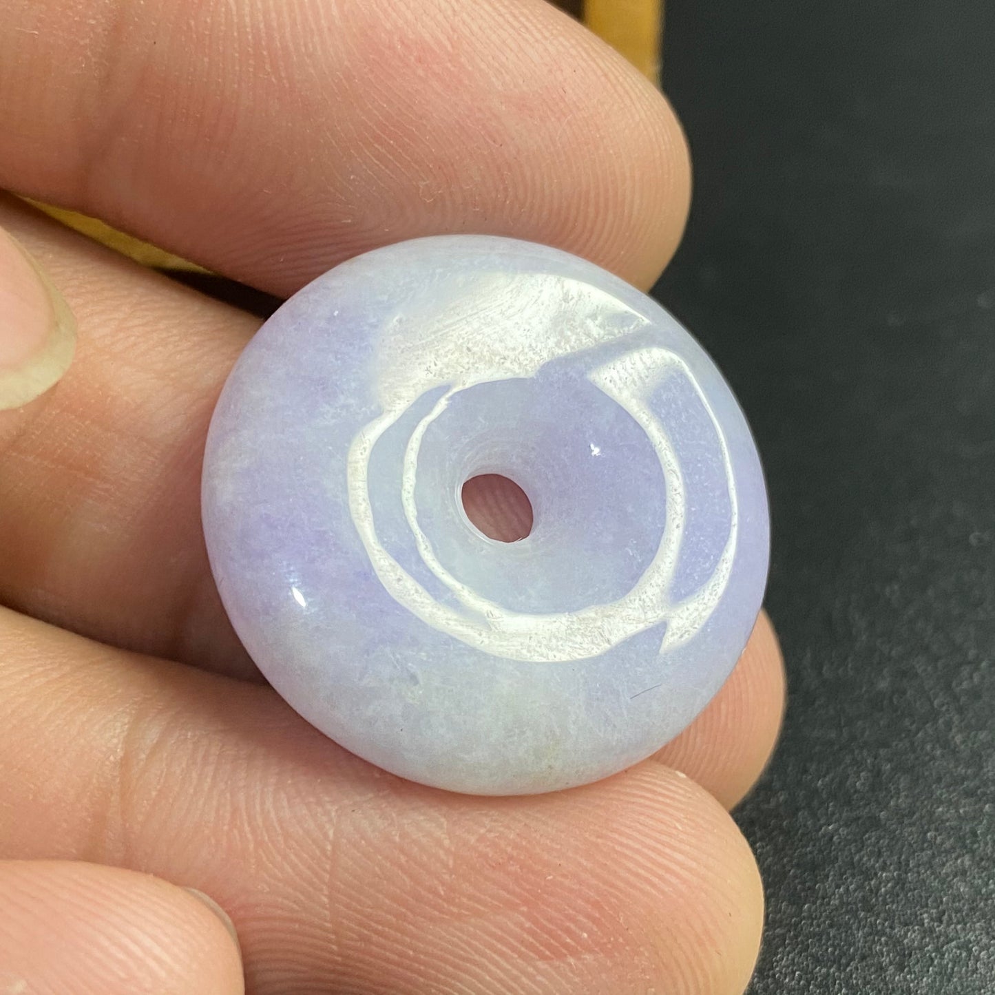 Donut Natural lavender Grade A Jade Ice burma Jadeite Lady pendant necklace BEADS Anhänger Gemstone Kid baby Жадеит jadéite Flat 翡翠 平安扣