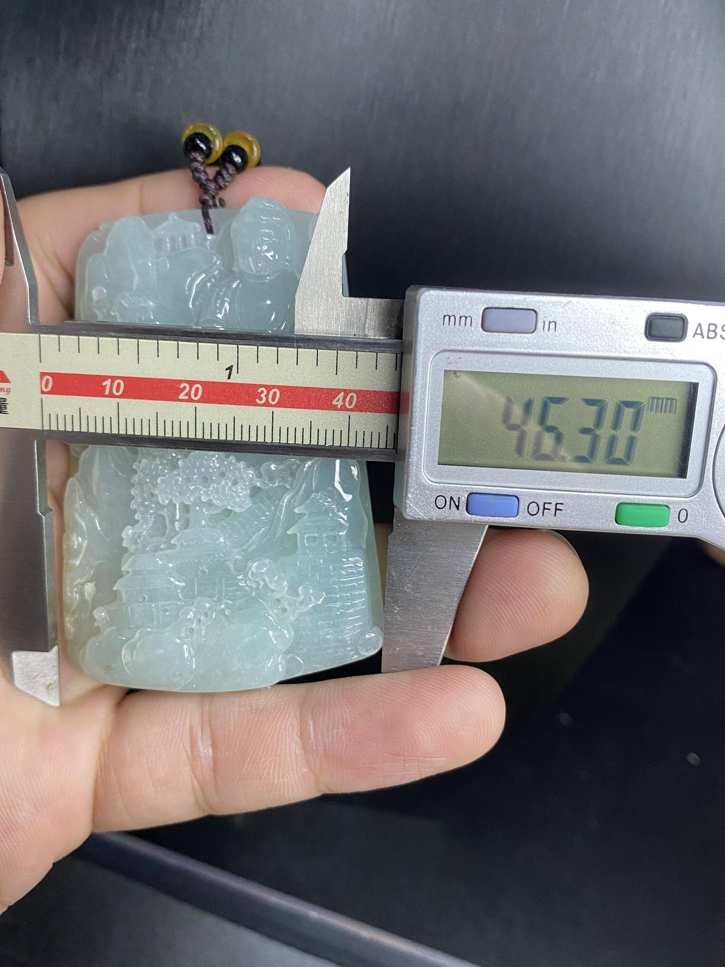 Natural Snowflakes Ice Jadeite Burma jade Translucent Grade A jade Landscape pendant scenery necklace jewelry jade gift 天然翡翠山水牌