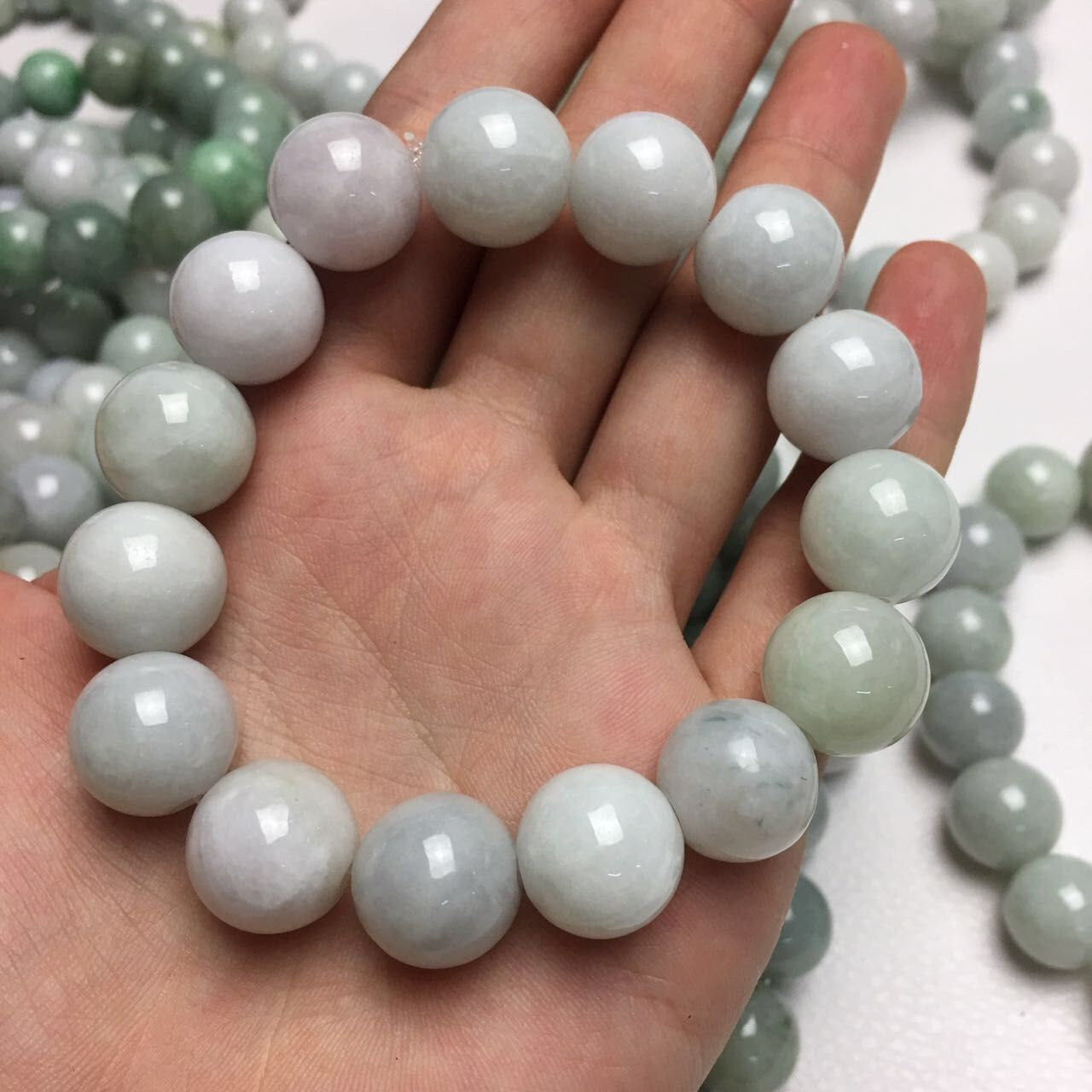 1PCS Certificated 6~18mm Round beads Grade A Natural Jadeite Hand carved Jade bangle Bracelet Chain stone Armband string rope n.