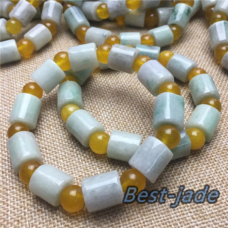 Burma Jade Grade A Natural Jadeite Hand carved Jade Round bead bangle Bracelet Chain Burma stone Armband string rope
