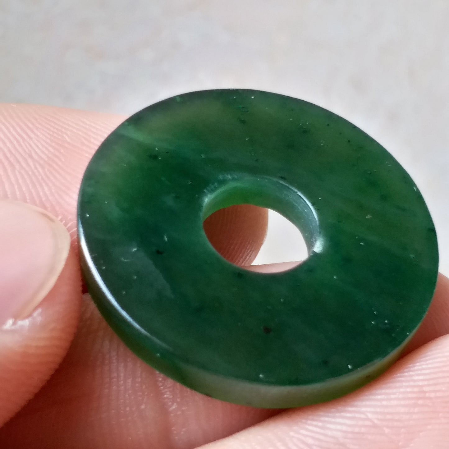 Donut Canadian jade Green Pendant Necklace NZ Maori Style BC Greenstone Nephrite jade Pounamu Flat Disc beads Jasper