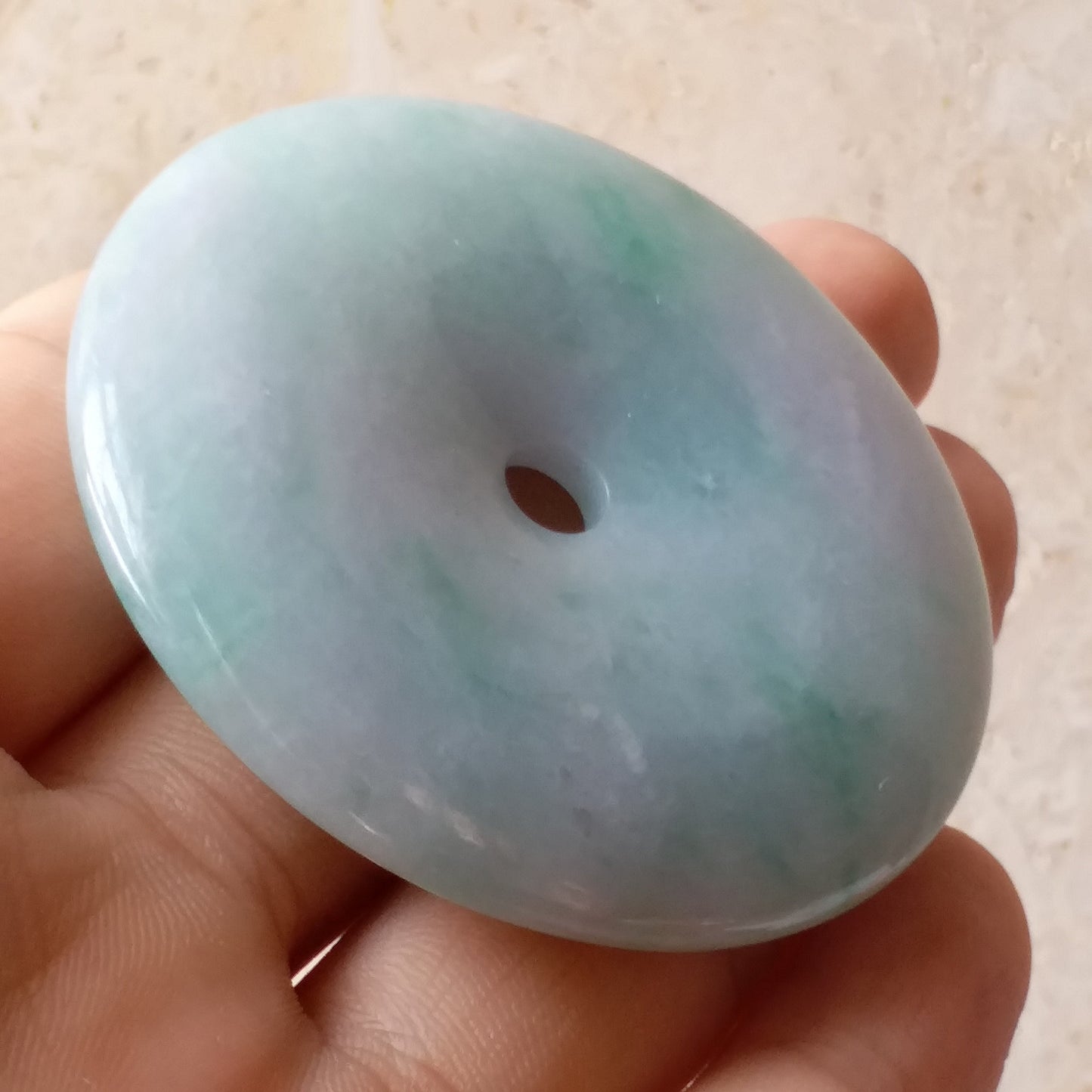 Donut Light Purple Green Hand cravedGrade AJade Jadeite MEN'S pendant necklace BEADS Anhnger Gemstone Ice jadite