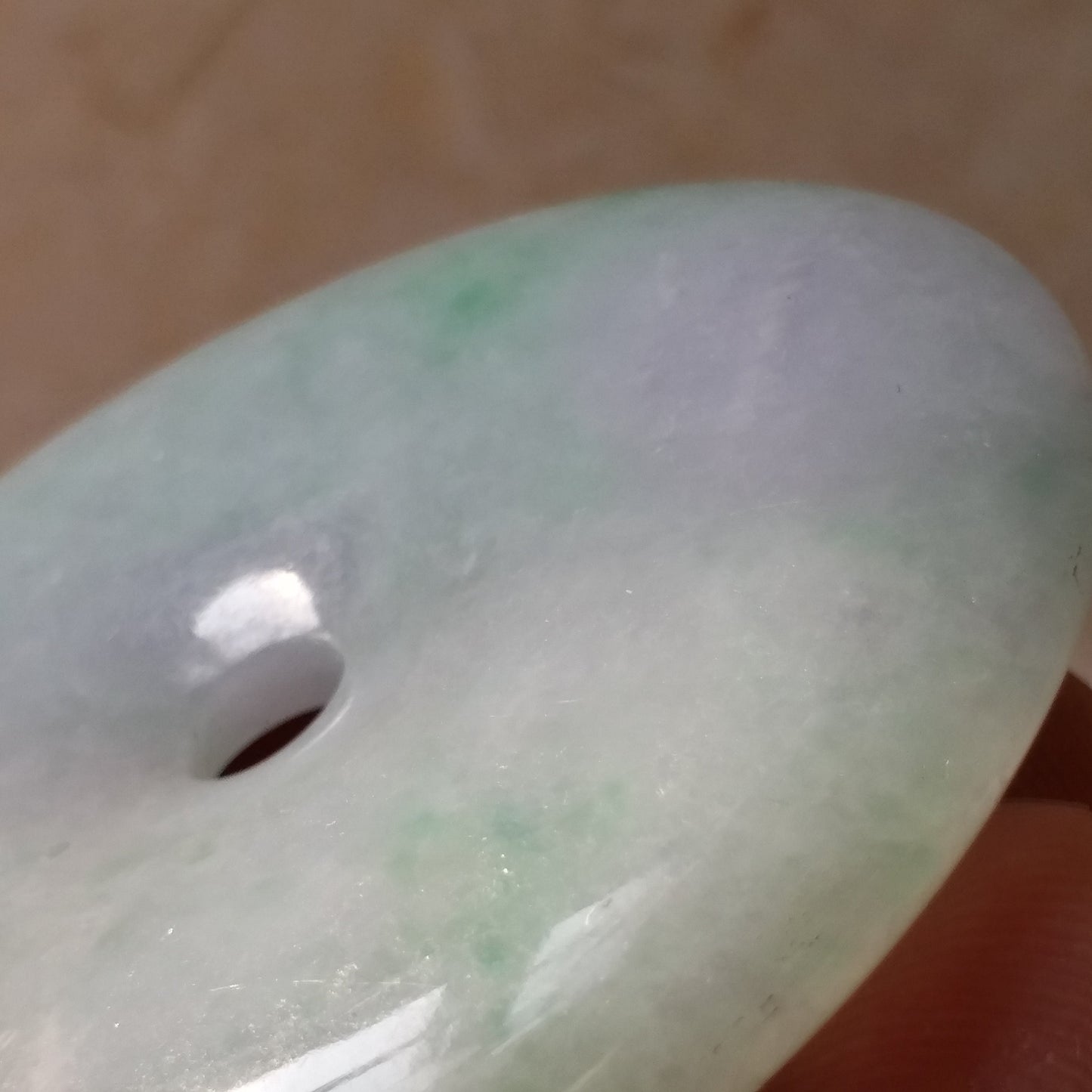 Donut Light Purple Green Hand cravedGrade AJade Jadeite MEN'S pendant necklace BEADS Anhnger Gemstone Ice jadite