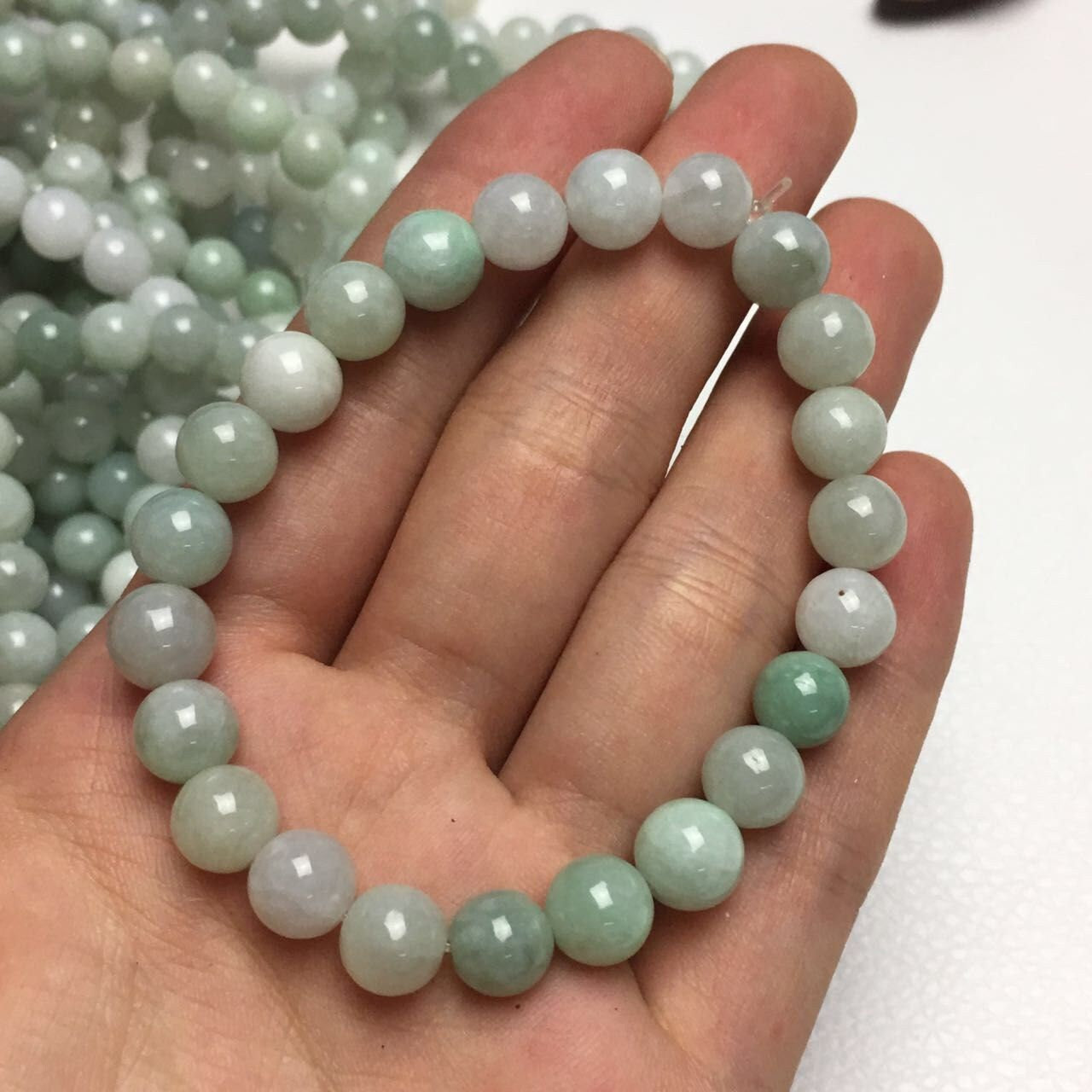 1PCS Certificated 6~18mm Round beads Grade A Natural Jadeite Hand carved Jade bangle Bracelet Chain stone Armband string rope n.