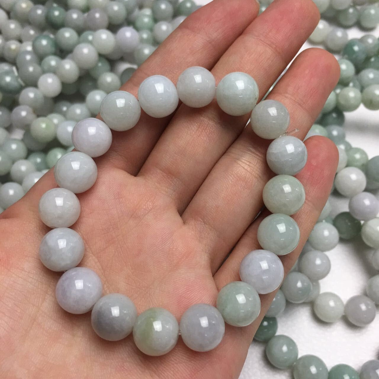 1PCS Certificated 6~18mm Round beads Grade A Natural Jadeite Hand carved Jade bangle Bracelet Chain stone Armband string rope n.