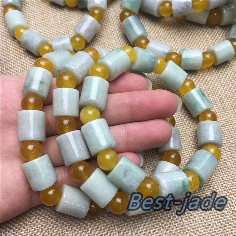 Burma Jade Grade A Natural Jadeite Hand carved Jade Round bead bangle Bracelet Chain Burma stone Armband string rope