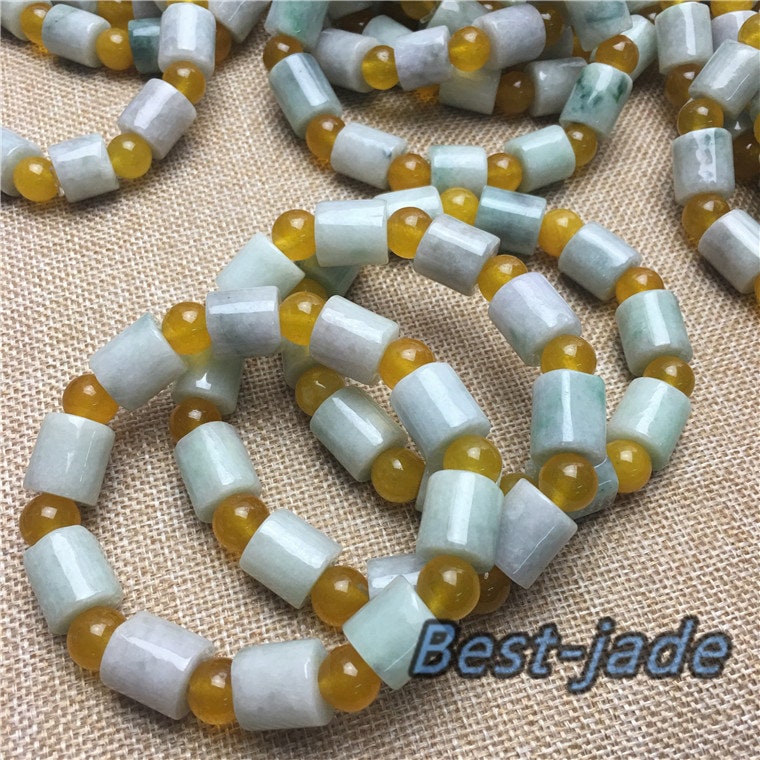 Burma Jade Grade A Natural Jadeite Hand carved Jade Round bead bangle Bracelet Chain Burma stone Armband string rope