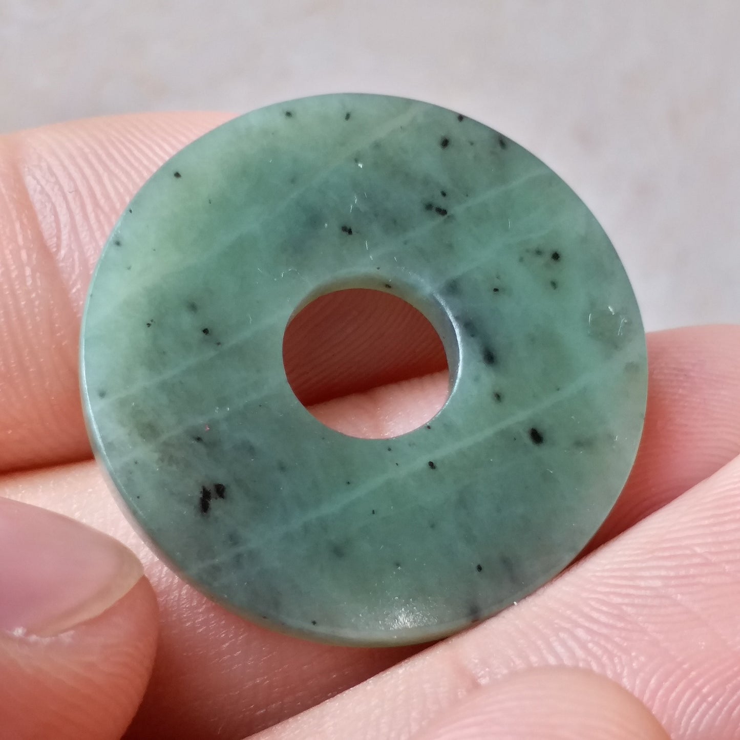 Donut Canadian jade Green Pendant Necklace NZ Maori Style BC Greenstone Nephrite jade Pounamu Flat Disc beads Jasper