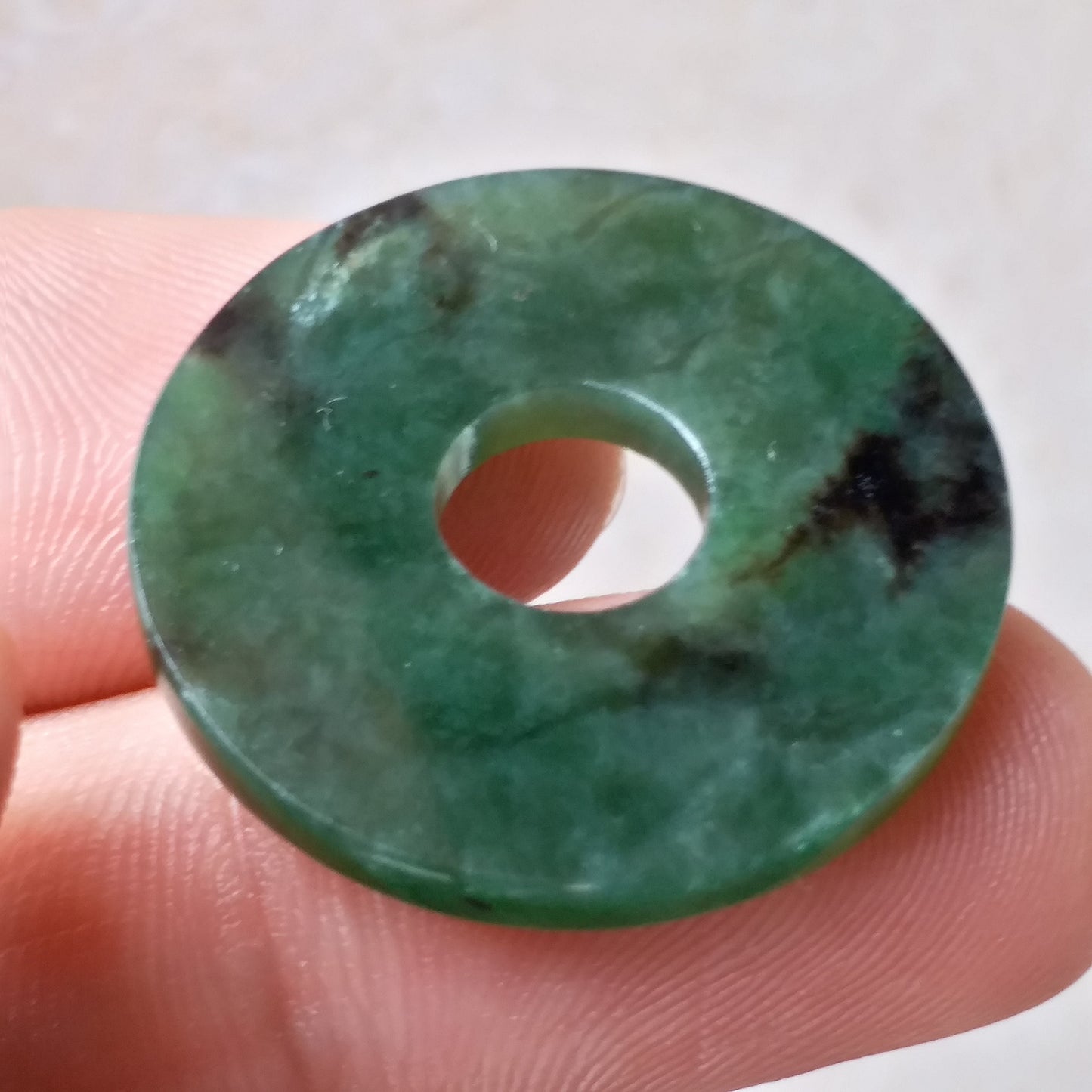 Donut Canadian jade Green Pendant Necklace NZ Maori Style BC Greenstone Nephrite jade Pounamu Flat Disc beads Jasper