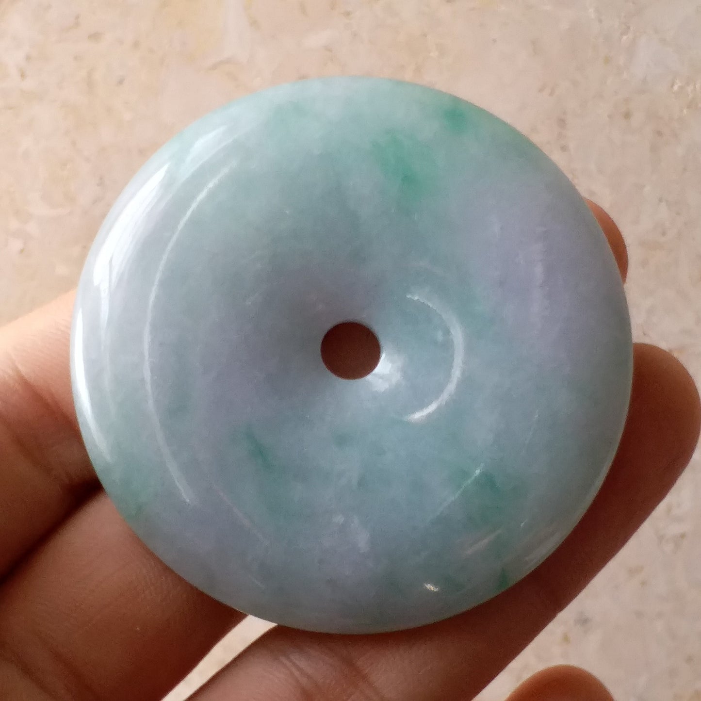 Donut Light Purple Green Hand cravedGrade AJade Jadeite MEN'S pendant necklace BEADS Anhnger Gemstone Ice jadite