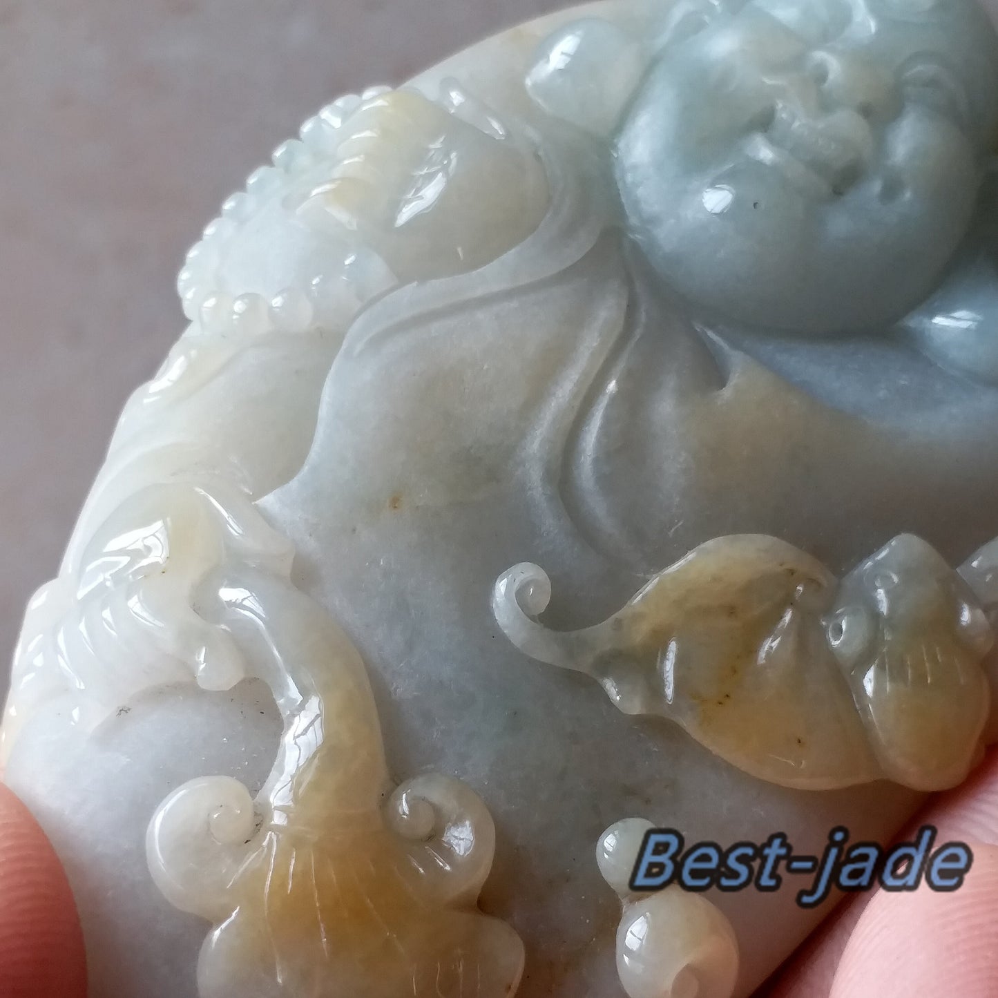 Big Natural Yellow Buddha Joss Dull polishing JADE Hand craved Grade AJadeite Lady pendant necklace BEADS Anhnger Gemstone Hanging