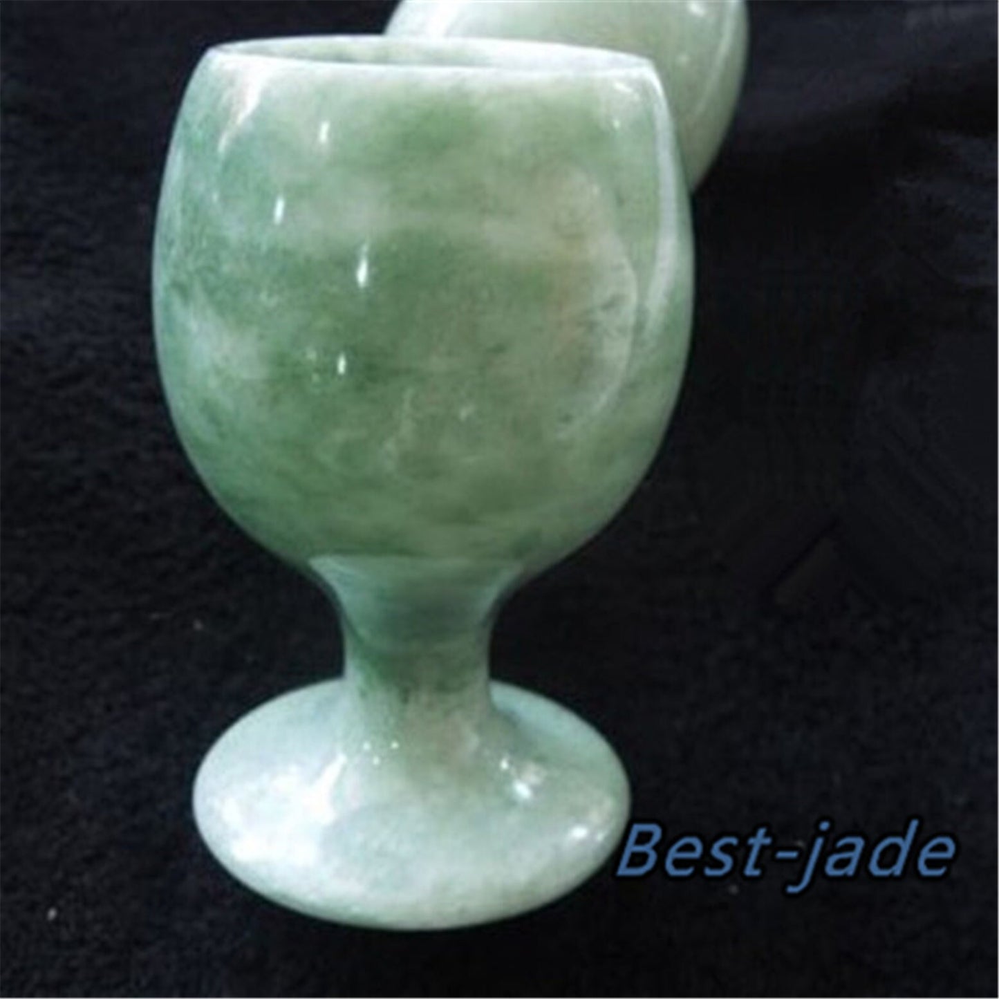 1pair goblets Natural Chinese jade handmade drinking Teapot wine glass cup Green jade Birthday gift no treatment