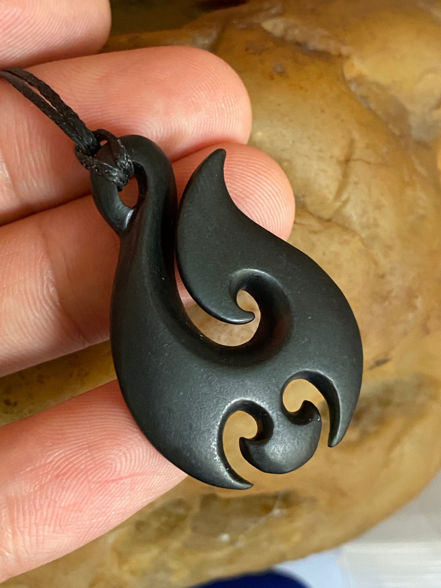 Nature Black Australian jade Dull polishing black green nephrite Maori Style Fish Hook Female Necklace Jewelry gift