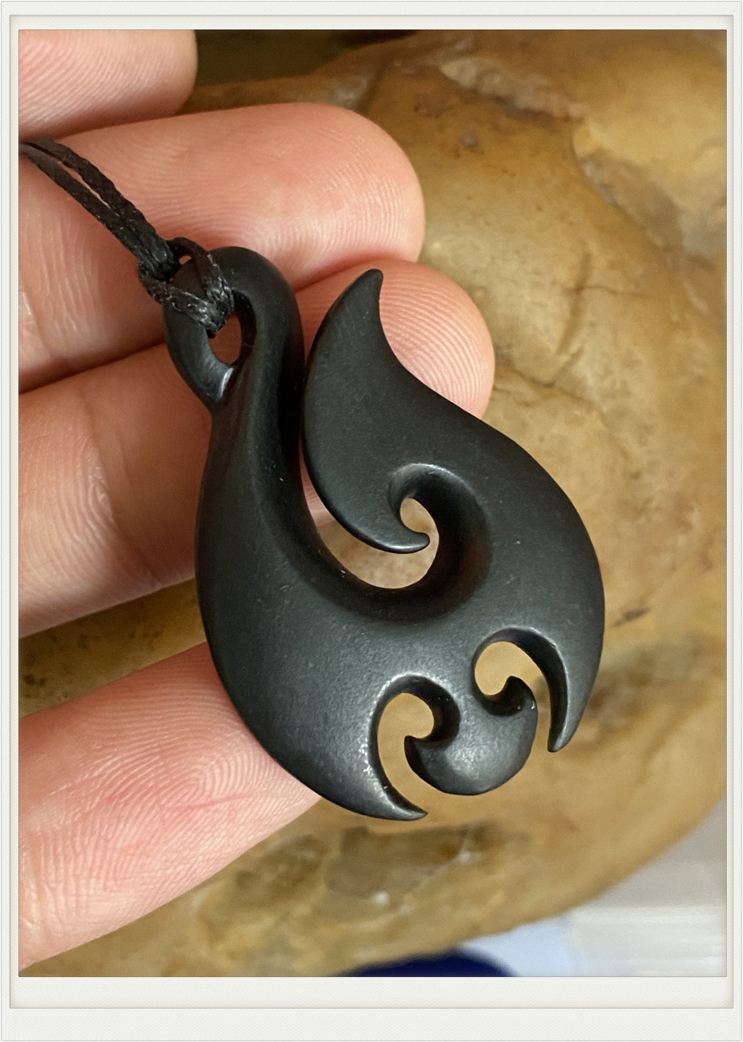 Nature Black Australian jade Dull polishing black green nephrite Maori Style Fish Hook Female Necklace Jewelry gift