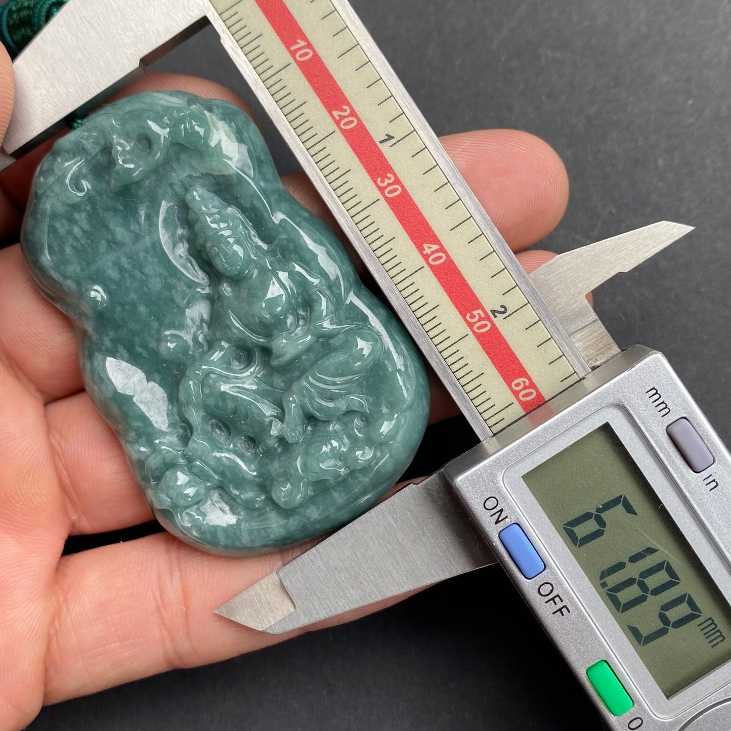 Natural Blue Jadeite top Guatemalan jadeite Translucent Blue Grade A jade Guan yin Buddha pendant jade necklace jade bead gift