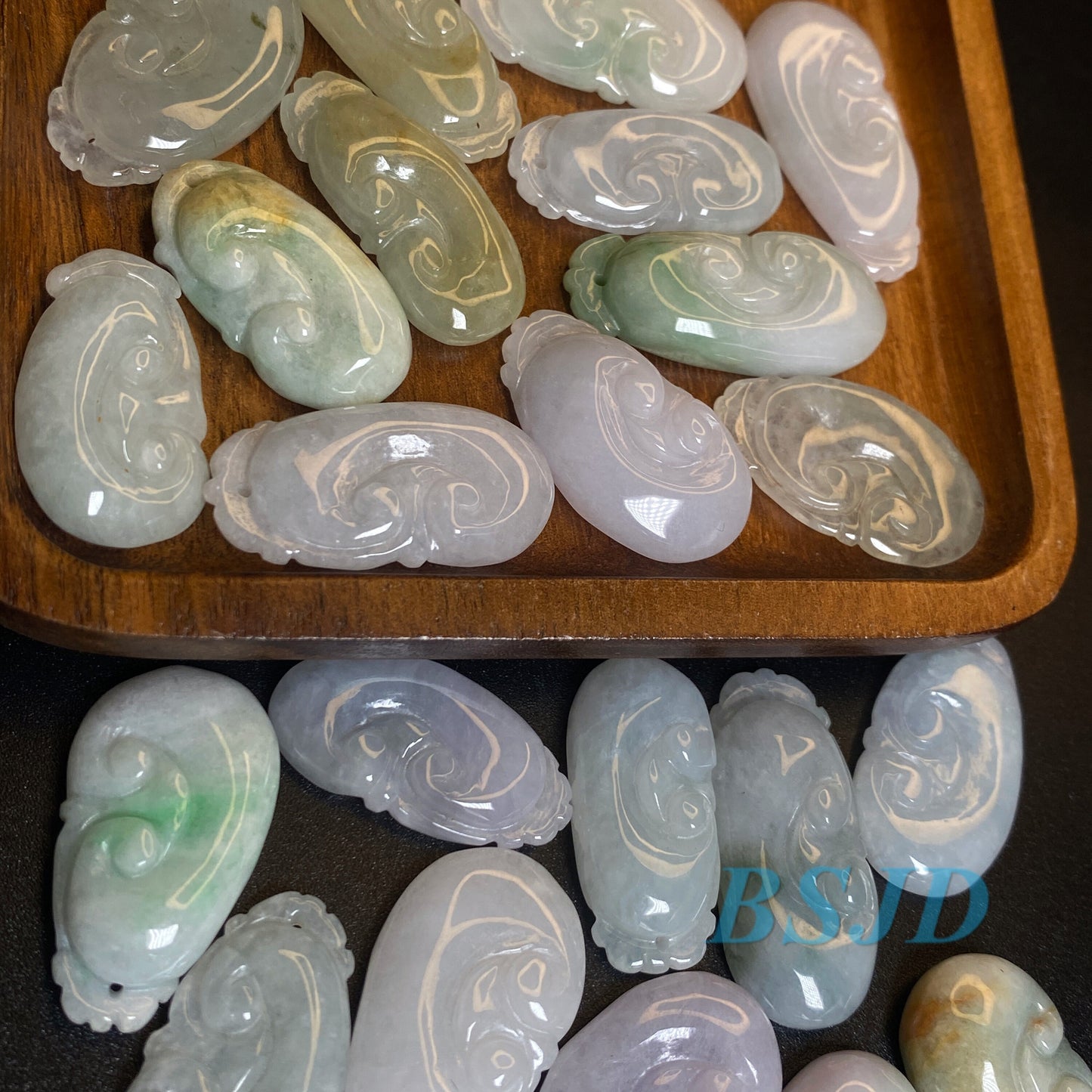 30PCS Ruyi Lucky Pendant Natural Grade A jade Myanmar Jadeite Burma stone Beads infant baby girl jade gift