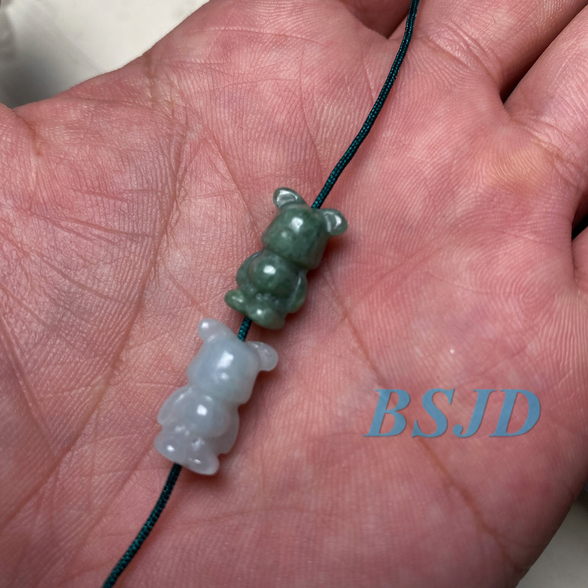 Cute Bear Natural Grade A Jade ICE Round Beads Burma Myanmar Jadeite Jewelry Father Christmas DIY Earrings Jewelry gift Jade supplies