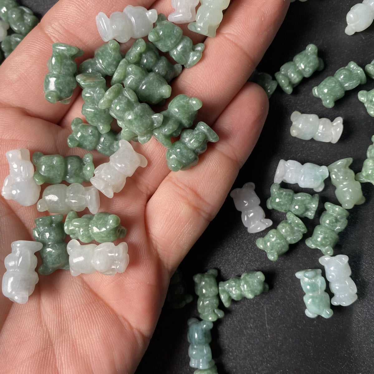 Cute Bear Natural Grade A Jade ICE Round Beads Burma Myanmar Jadeite Jewelry Father Christmas DIY Earrings Jewelry gift Jade supplies