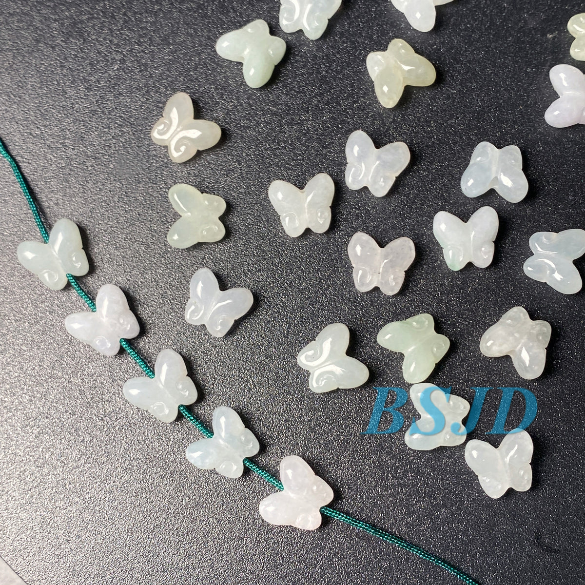 Cute Butterfly  Natural Grade A Jade ICE Round Beads Burma Myanmar Jadeite Jewelry Father Christmas DIY Earrings Jewelry gift Jade supplies