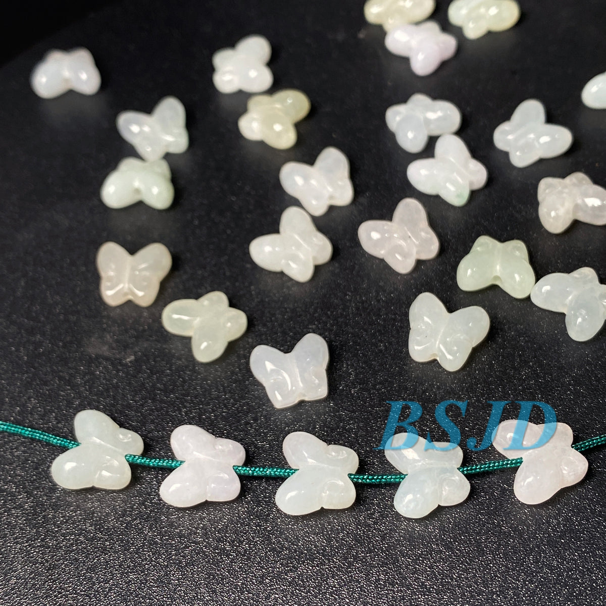 Cute Butterfly  Natural Grade A Jade ICE Round Beads Burma Myanmar Jadeite Jewelry Father Christmas DIY Earrings Jewelry gift Jade supplies