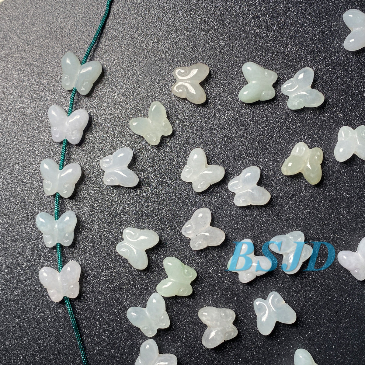 Cute Butterfly  Natural Grade A Jade ICE Round Beads Burma Myanmar Jadeite Jewelry Father Christmas DIY Earrings Jewelry gift Jade supplies