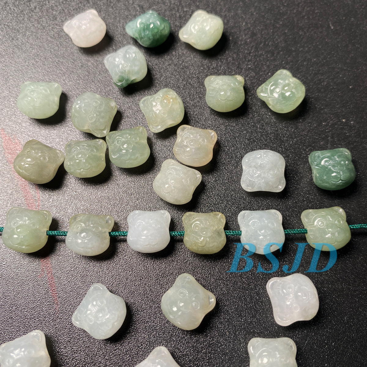Cute Bear head Natural Grade A Jade ICE Round Beads Burma Myanmar Jadeite Jewelry Father Christmas DIY Earrings Jewelry gift Jade supplies