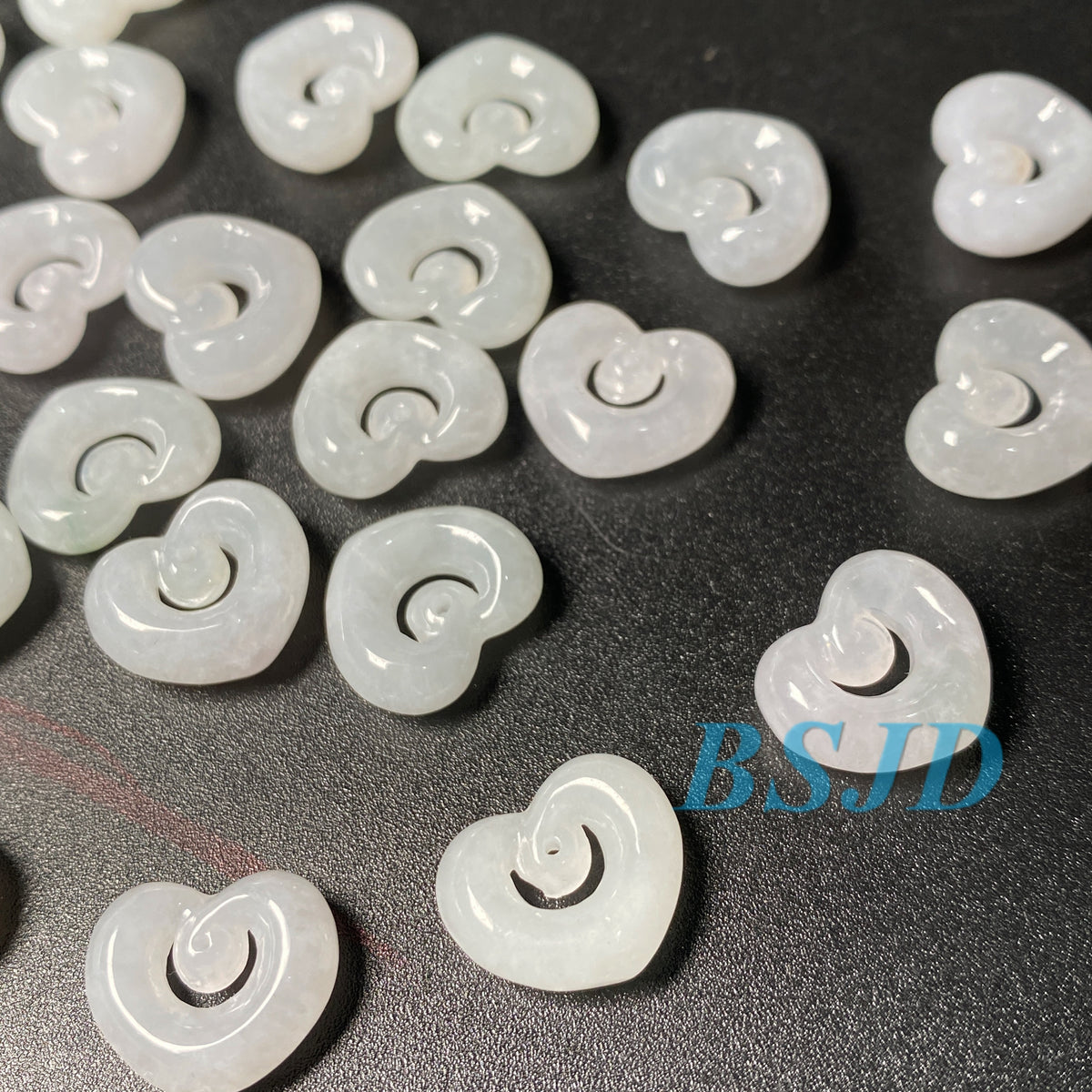 Cute Heart Natural Grade A Jade ICE Round Beads Burma Myanmar Jadeite Jewelry Father Christmas DIY Earrings Jewelry gift Jade supplies