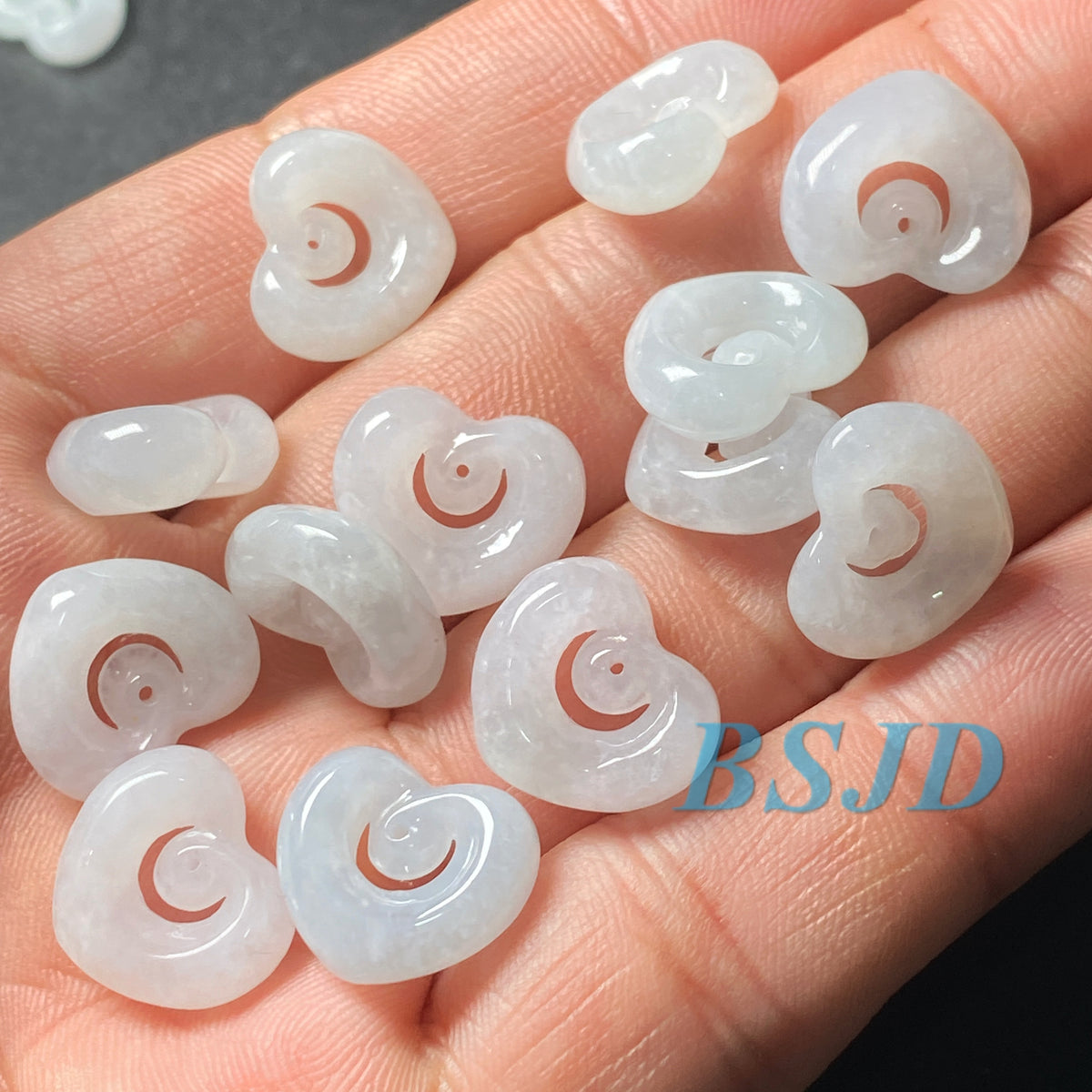 Cute Heart Natural Grade A Jade ICE Round Beads Burma Myanmar Jadeite Jewelry Father Christmas DIY Earrings Jewelry gift Jade supplies