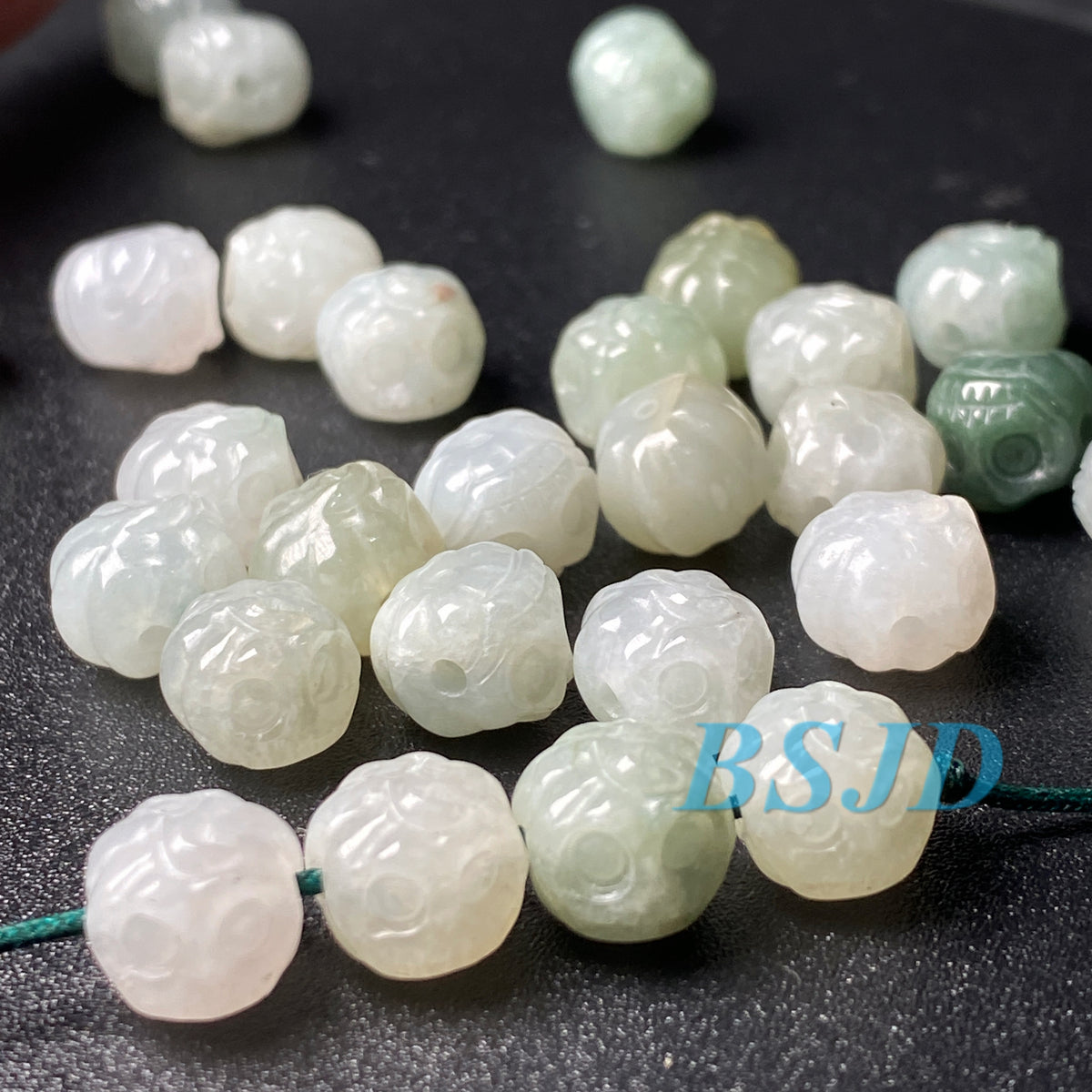 Cute Halloween pumpkin Natural Grade A Jade ICE Round Beads Burma Myanmar Jadeite Jewelry Father Christmas DIY Earrings Jewelry gift Jade supplies