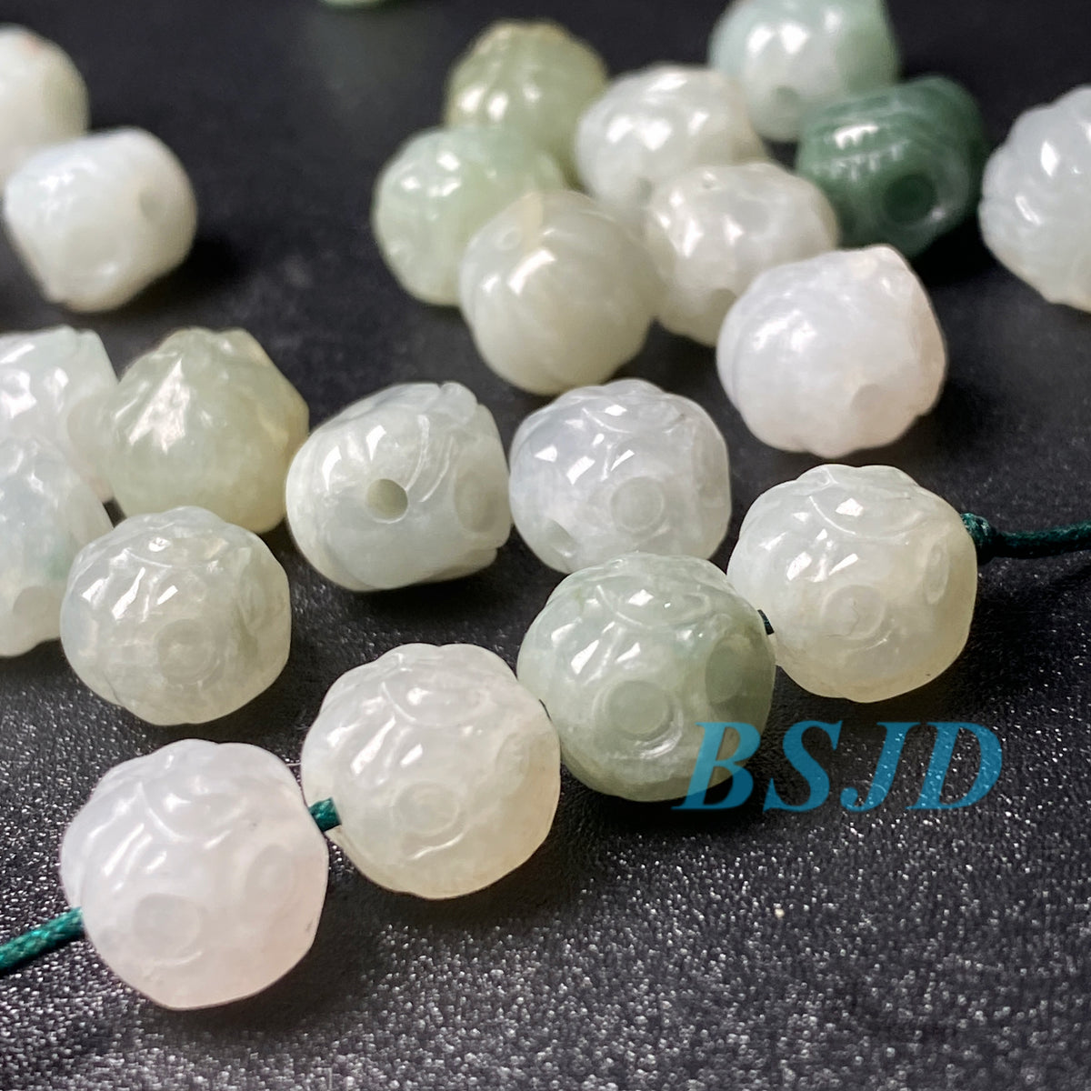 Cute Halloween pumpkin Natural Grade A Jade ICE Round Beads Burma Myanmar Jadeite Jewelry Father Christmas DIY Earrings Jewelry gift Jade supplies