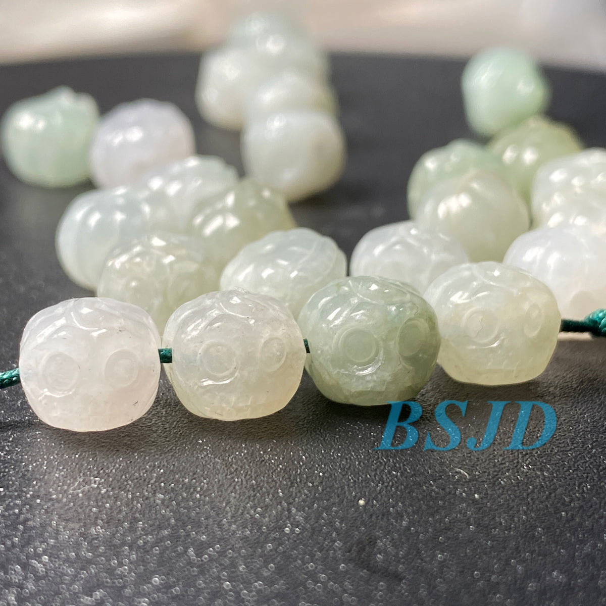 Cute Halloween pumpkin Natural Grade A Jade ICE Round Beads Burma Myanmar Jadeite Jewelry Father Christmas DIY Earrings Jewelry gift Jade supplies