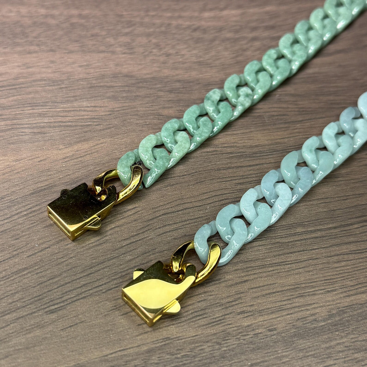 150-650mm Cuban link chain Natural Burma jadeite Necklace beads bracelet Grade A jade jewelry gift Blue Guatemala jadeite Hip-hop chain
