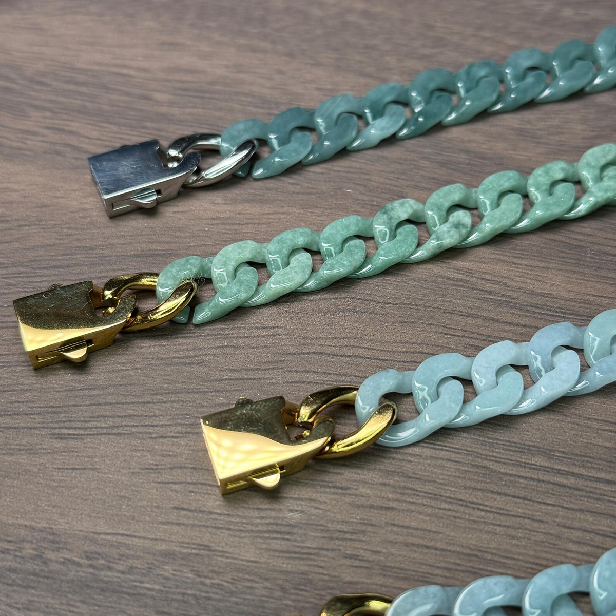 150-650mm Cuban link chain Natural Burma jadeite Necklace beads bracelet Grade A jade jewelry gift Blue Guatemala jadeite Hip-hop chain