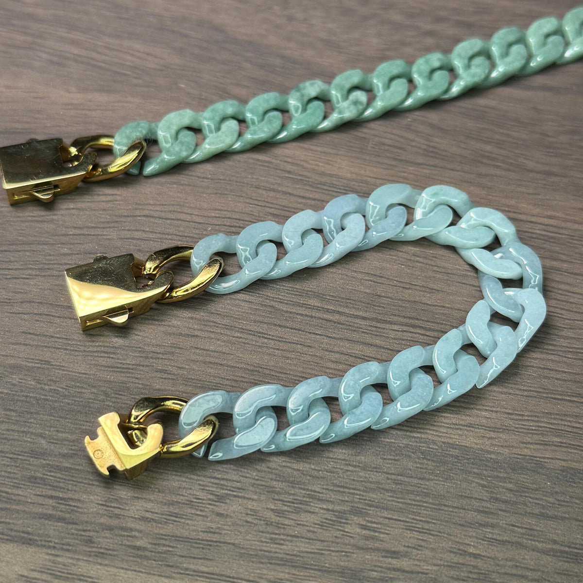 150-650mm Cuban link chain Natural Burma jadeite Necklace beads bracelet Grade A jade jewelry gift Blue Guatemala jadeite Hip-hop chain