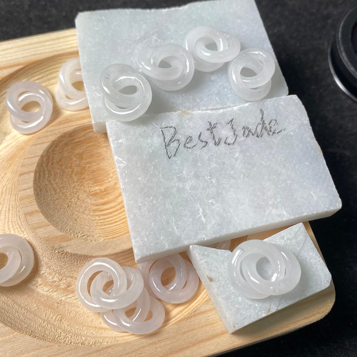 Double Circle links Natural white Grade A Jade ICE Round Beads Burma Myanmar Jadeite Jewelry Father Christmas DIY Earrings Jewelry gift Jade supplies（）