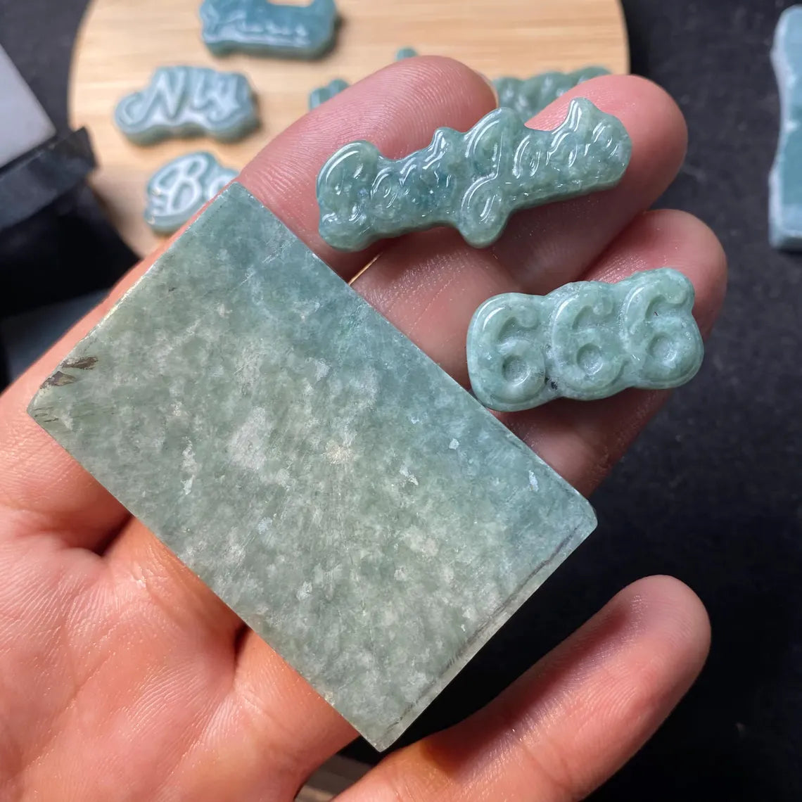 Custom Nameplate Grade A Jade Beads customize comany logo pendant Burma Jadeite Alphabet Charms gift DIY letter Signature Necklace Jewelry