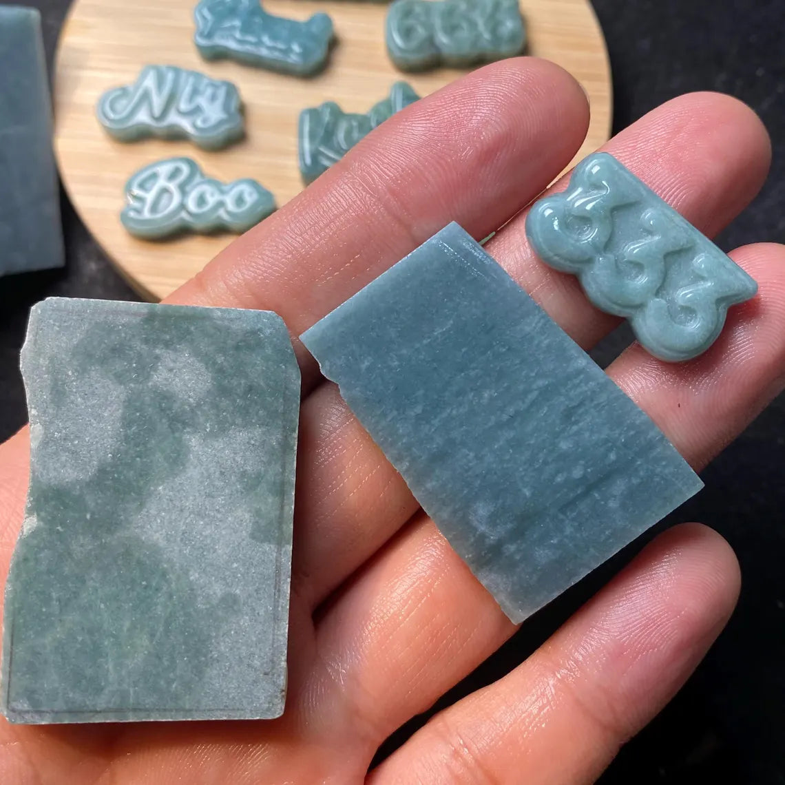 Custom Nameplate Grade A Jade Beads customize comany logo pendant Burma Jadeite Alphabet Charms gift DIY letter Signature Necklace Jewelry