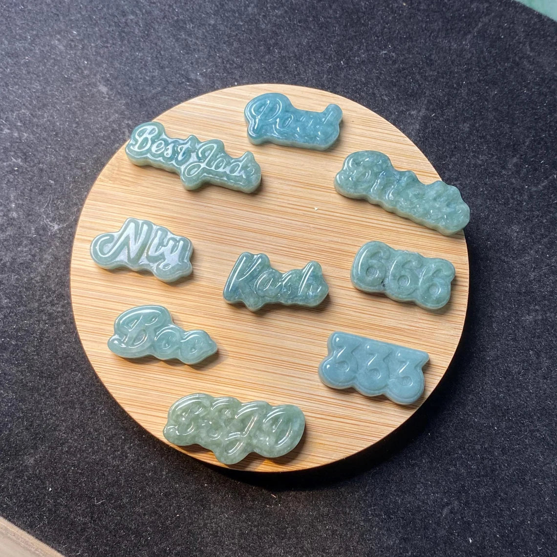 Custom Nameplate Grade A Jade Beads customize comany logo pendant Burma Jadeite Alphabet Charms gift DIY letter Signature Necklace Jewelry